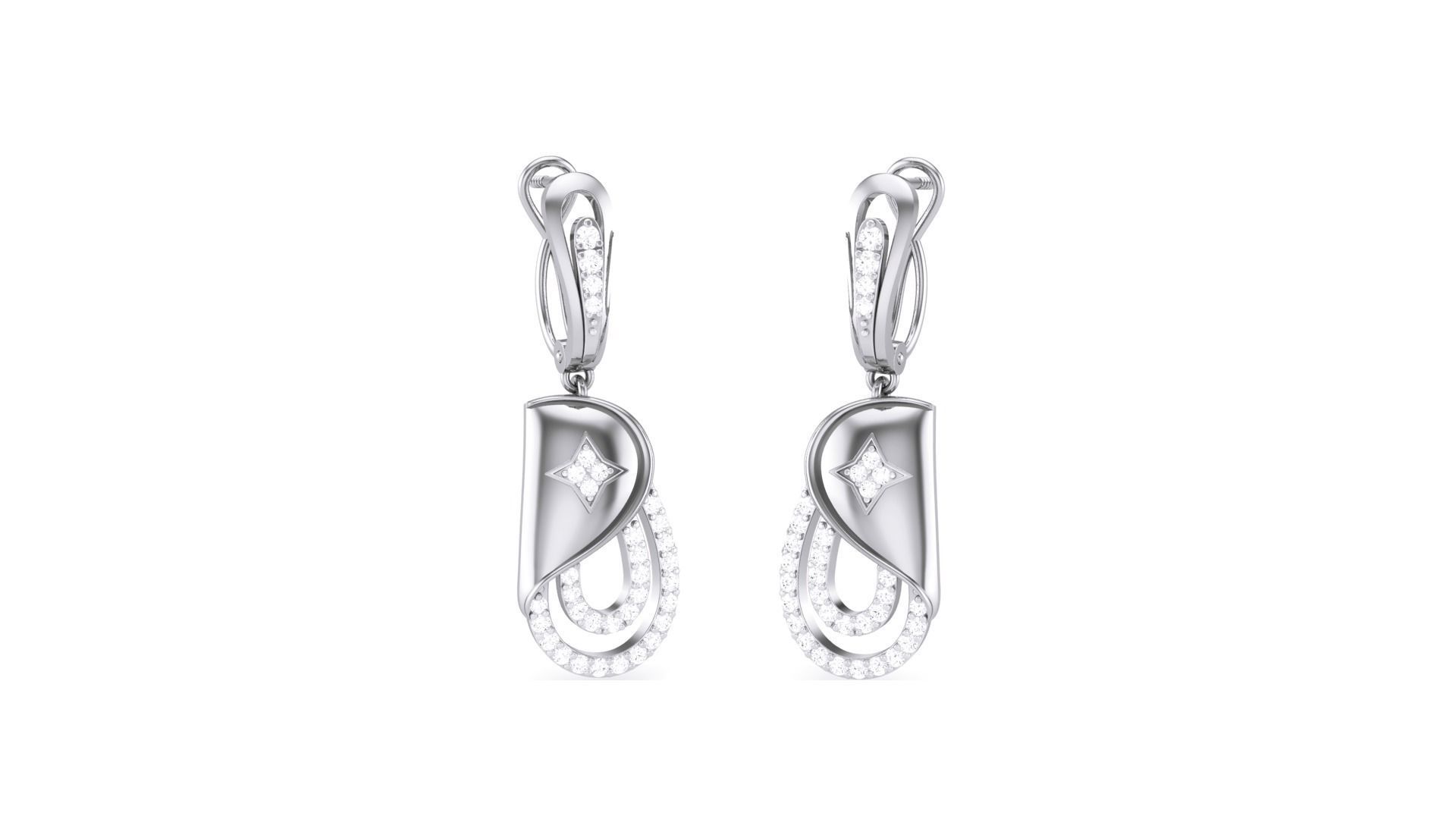 Classy Diamond Pendant Earrings Set renders 3dm stl obj 3mf  3D print model_27