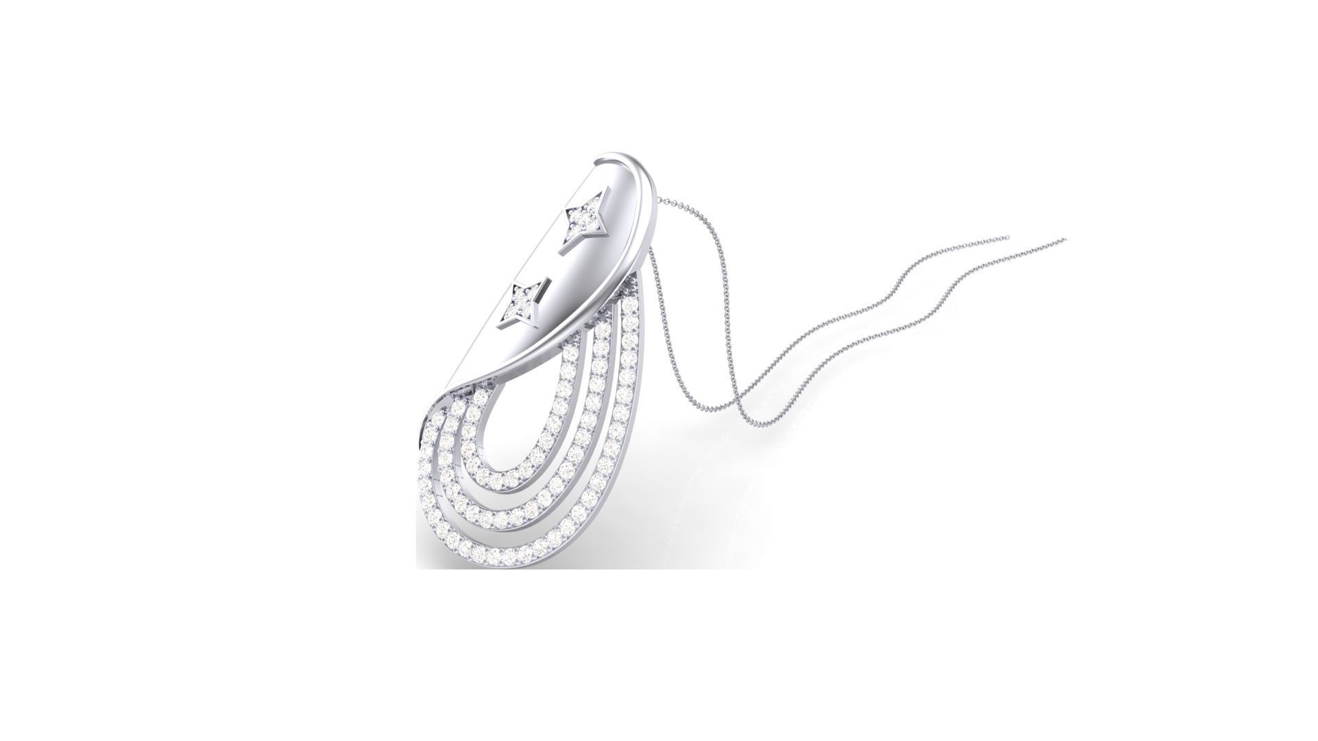 Classy Diamond Pendant Earrings Set renders 3dm stl obj 3mf  3D print model_8