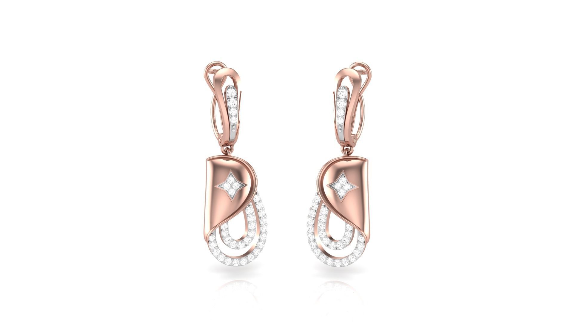 Classy Diamond Pendant Earrings Set renders 3dm stl obj 3mf  3D print model_29