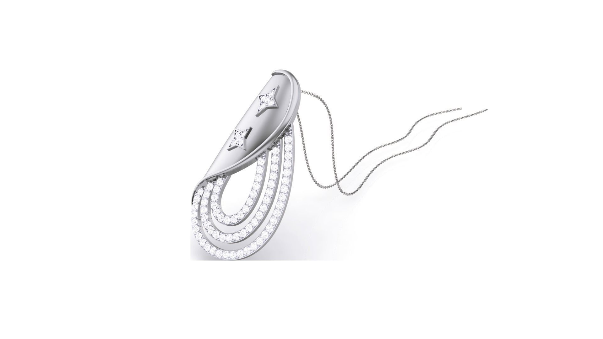 Classy Diamond Pendant Earrings Set renders 3dm stl obj 3mf  3D print model_5