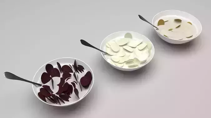 Bowl of Bent Oval Cereals Set 3D model