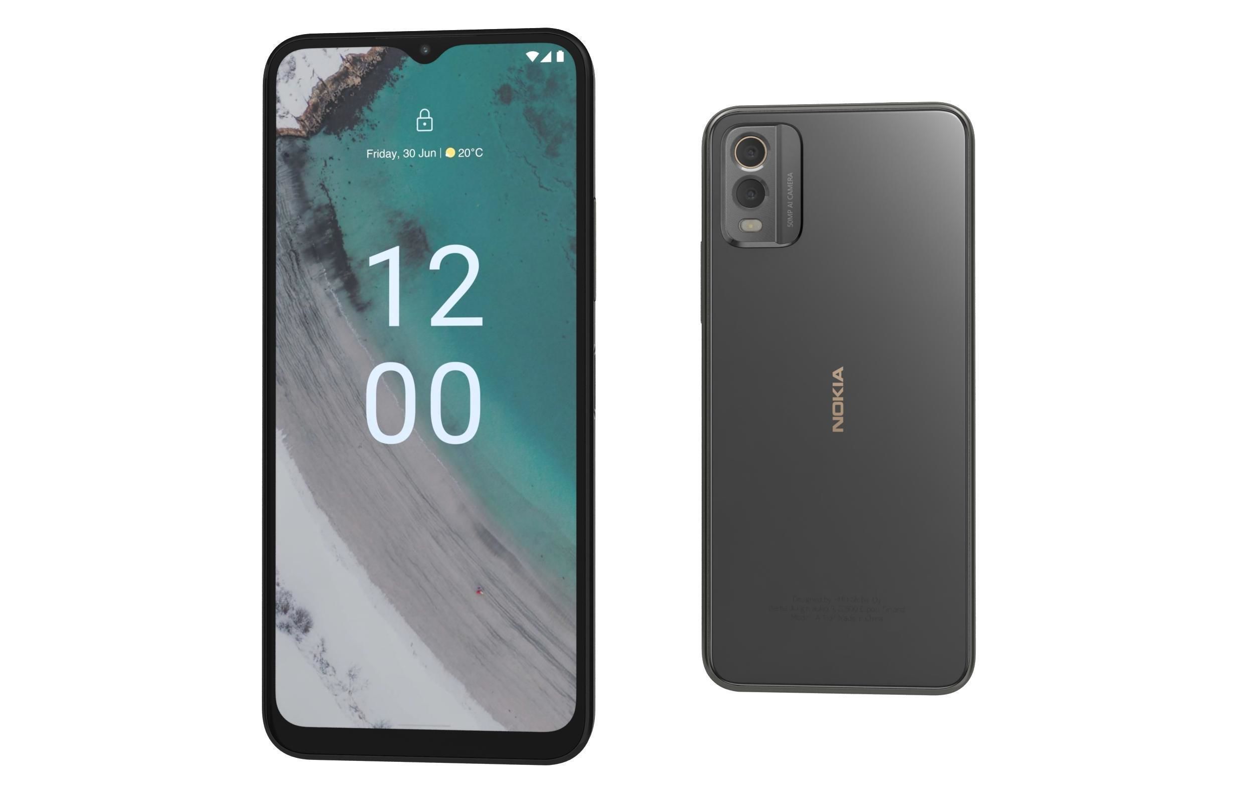 Nokia C32 Charcoal Low-poly 3D model_6