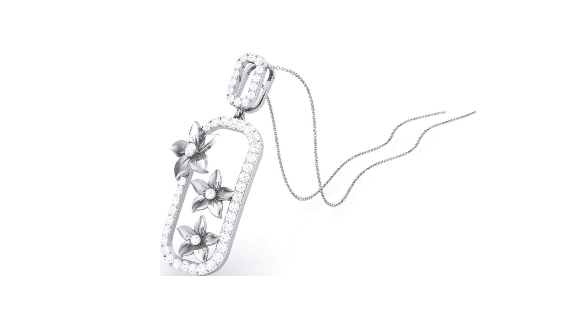 Flower Classy Diamond Pendant Earrings Set renders 3dm stl 3D print model_10