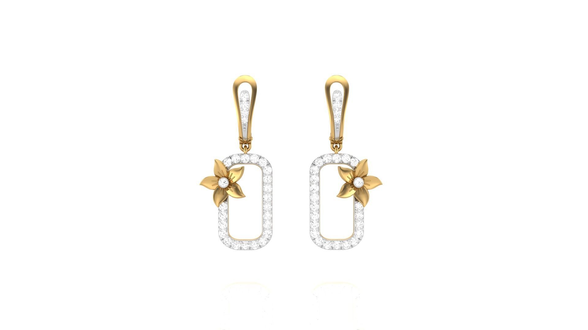 Flower Classy Diamond Pendant Earrings Set renders 3dm stl 3D print model_35