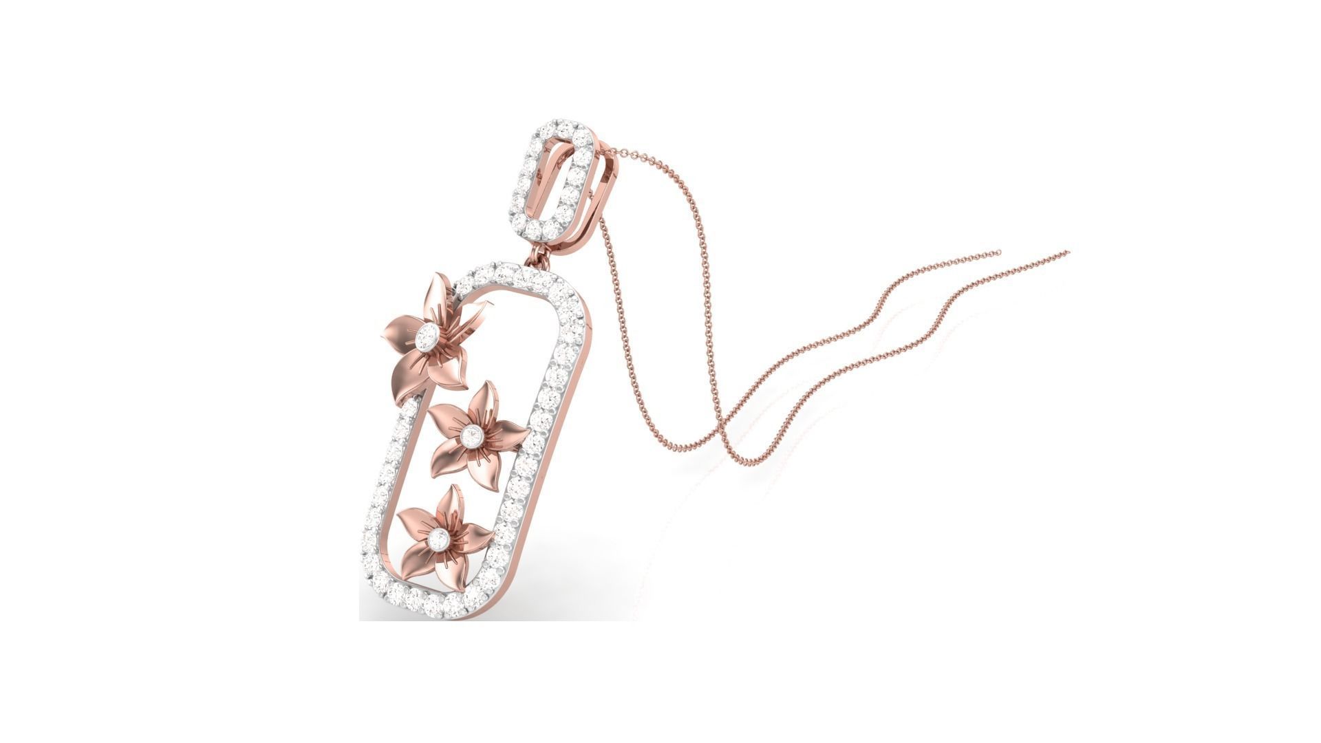 Flower Classy Diamond Pendant Earrings Set renders 3dm stl 3D print model_11