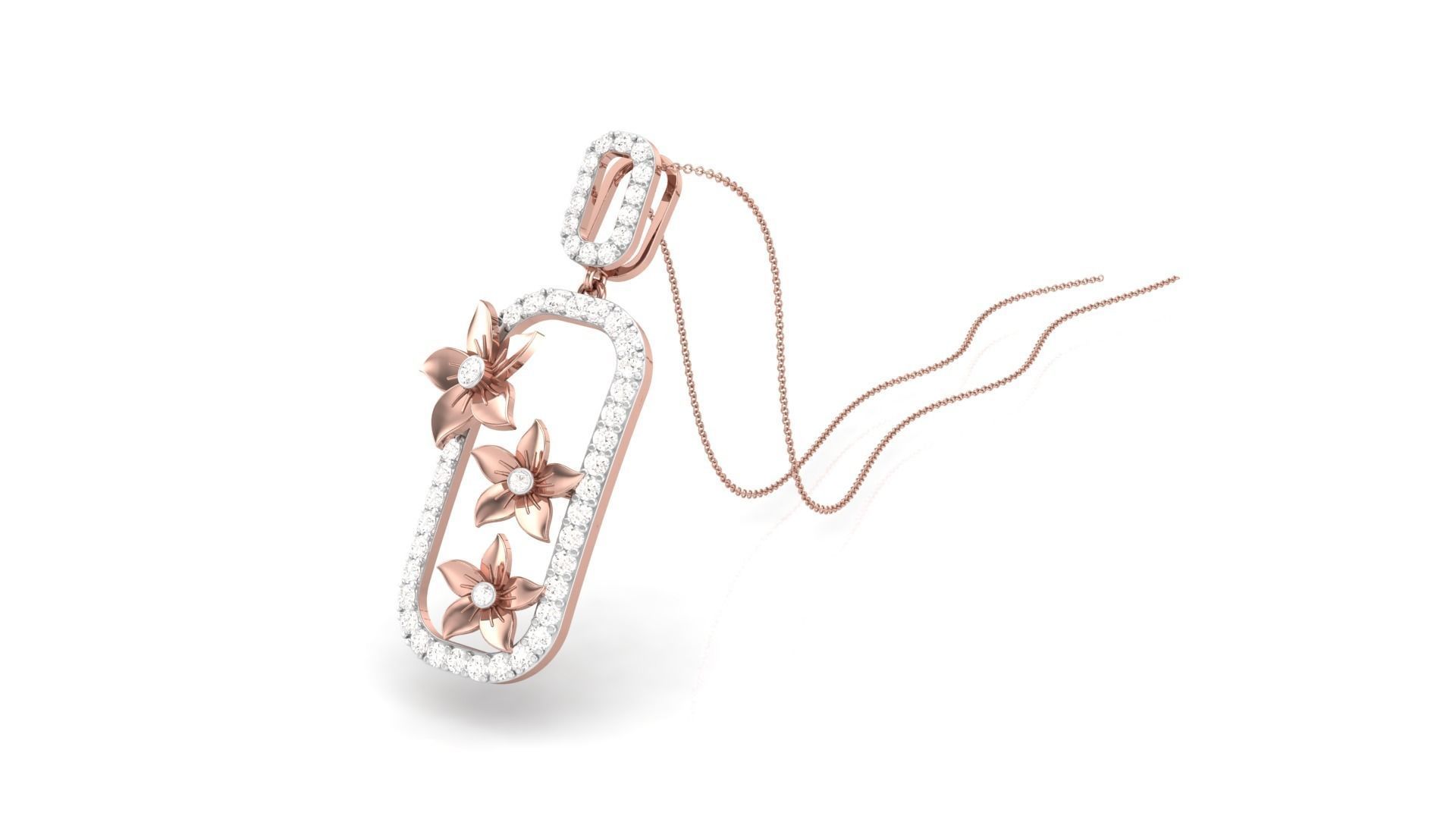 Flower Classy Diamond Pendant Earrings Set renders 3dm stl 3D print model_12