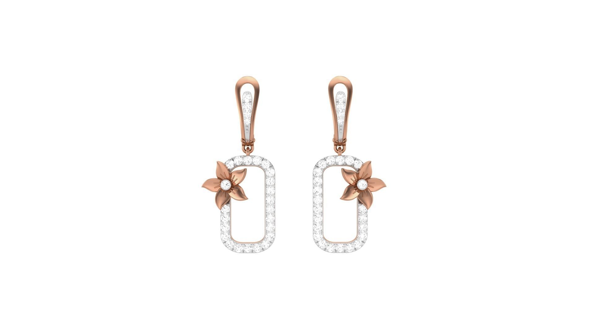 Flower Classy Diamond Pendant Earrings Set renders 3dm stl 3D print model_34