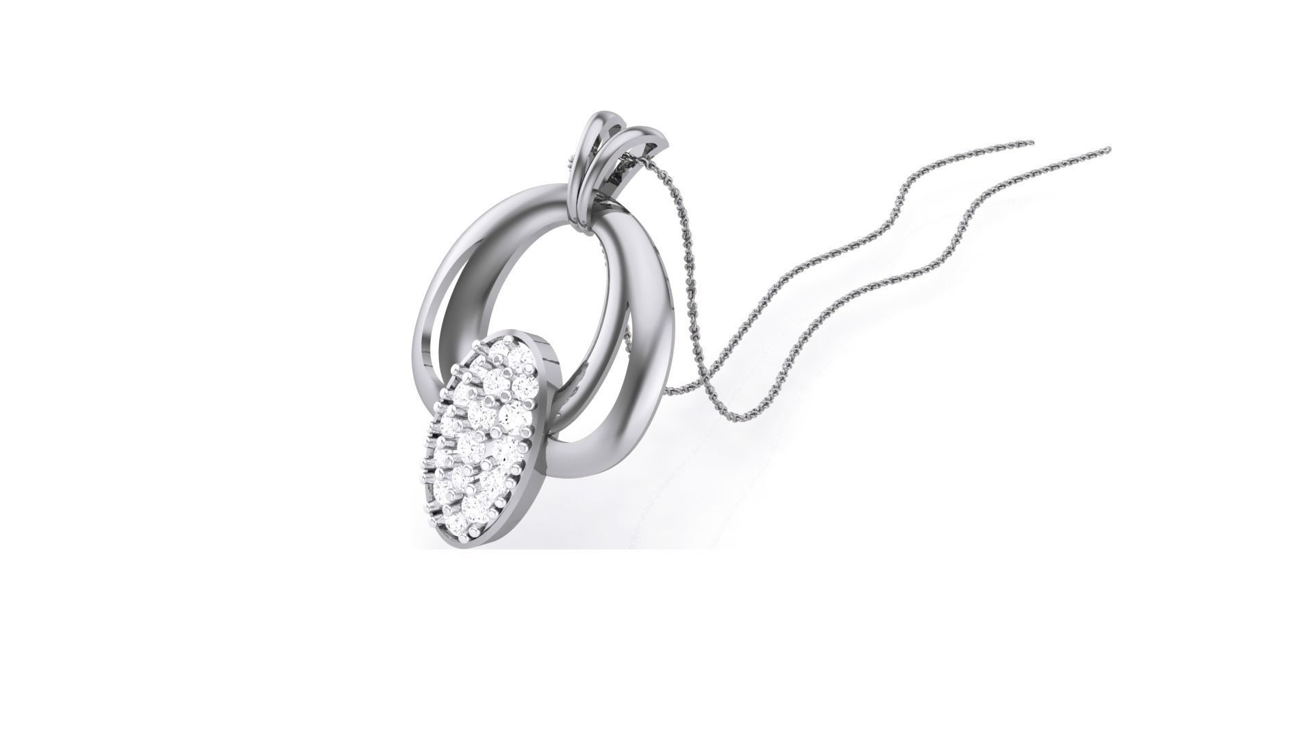 Classy Diamond Pendant Earrings Set renders 3dm stl obj 3mf  3D print model_5