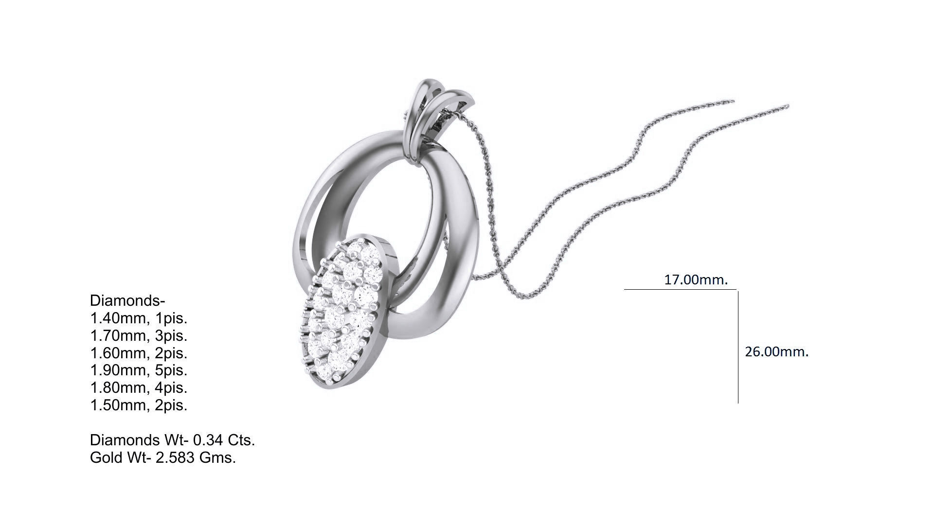 Classy Diamond Pendant Earrings Set renders 3dm stl obj 3mf  3D print model_3