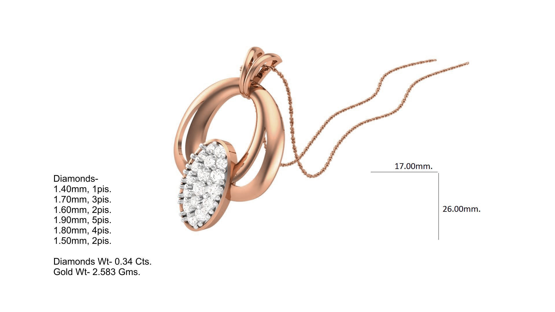 Classy Diamond Pendant Earrings Set renders 3dm stl obj 3mf  3D print model_4