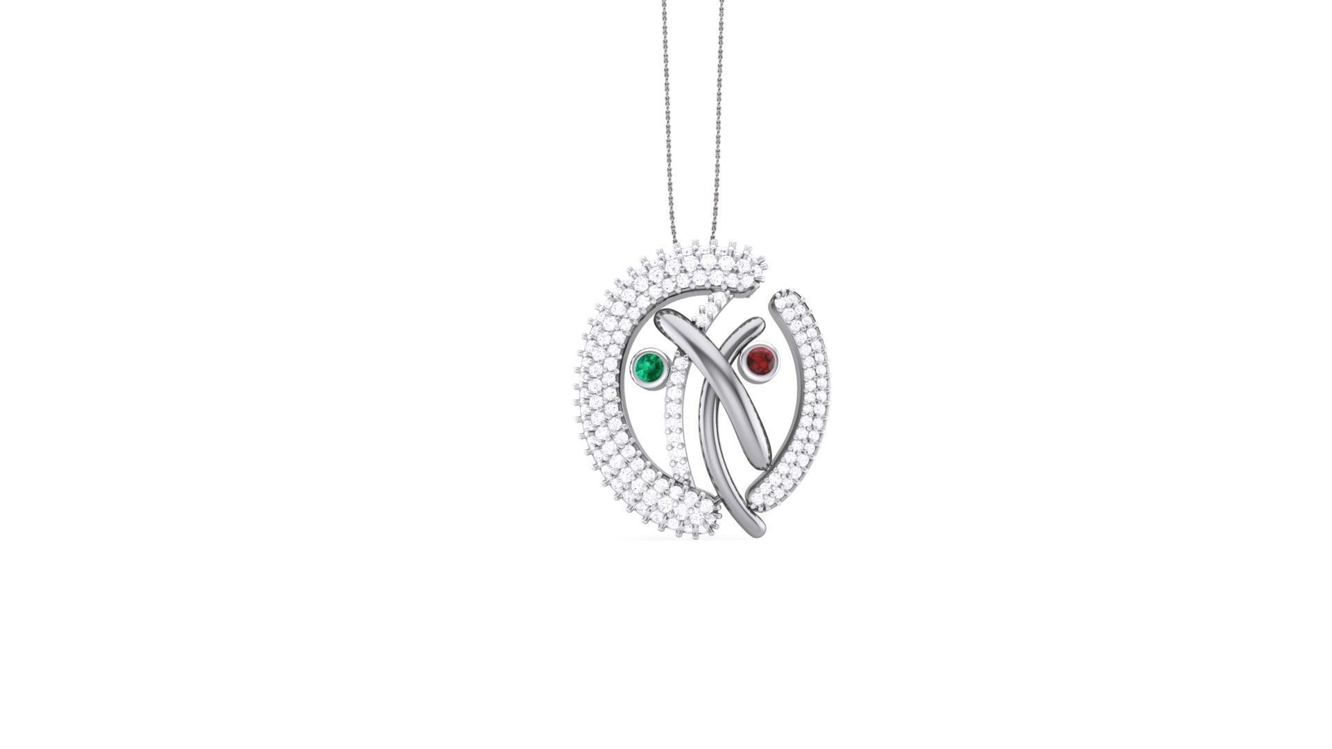 Classy Diamond Pendant Earrings Set renders 3dm stl obj 3mf  3D print model_5