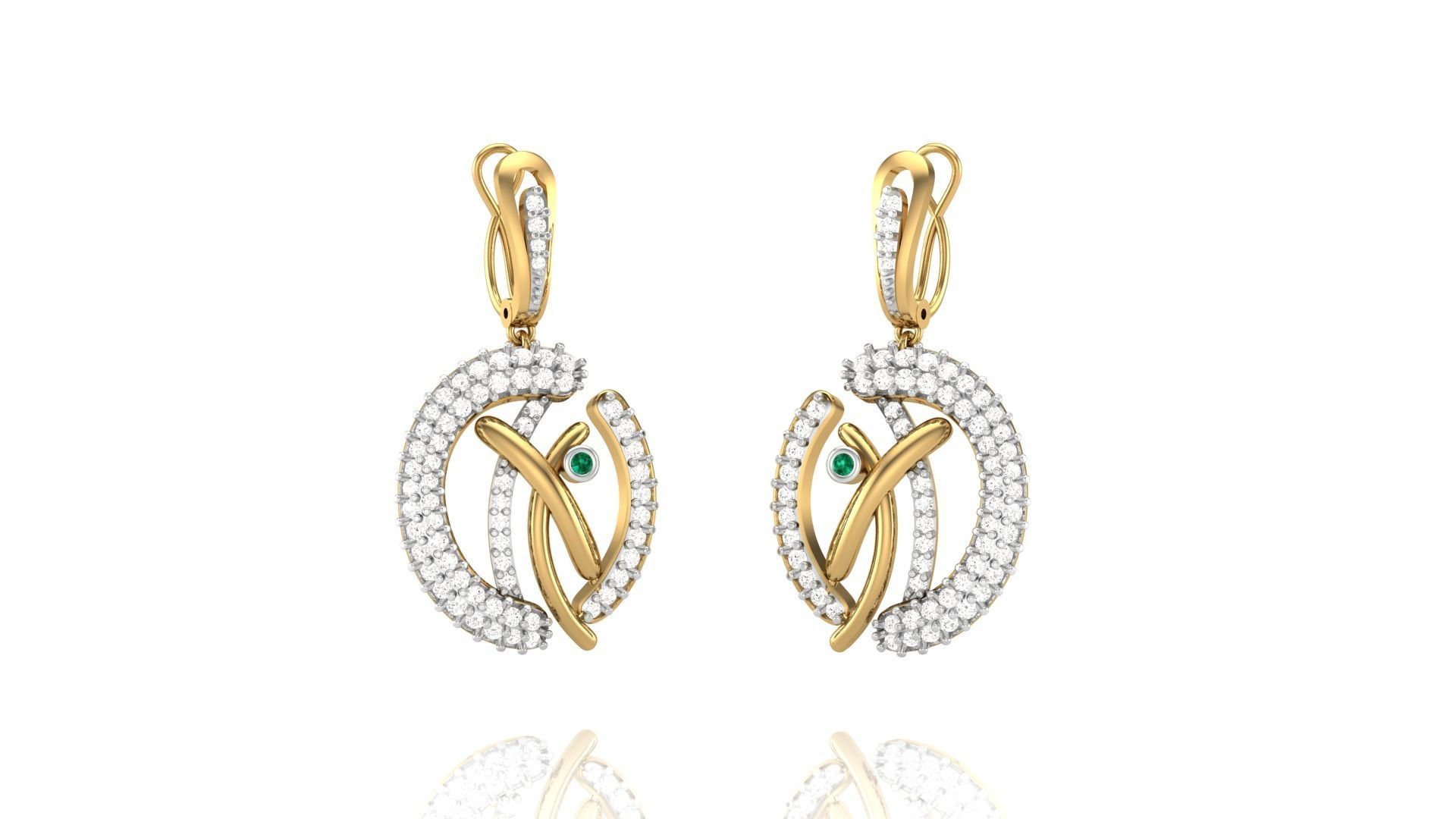 Classy Diamond Pendant Earrings Set renders 3dm stl obj 3mf  3D print model_10