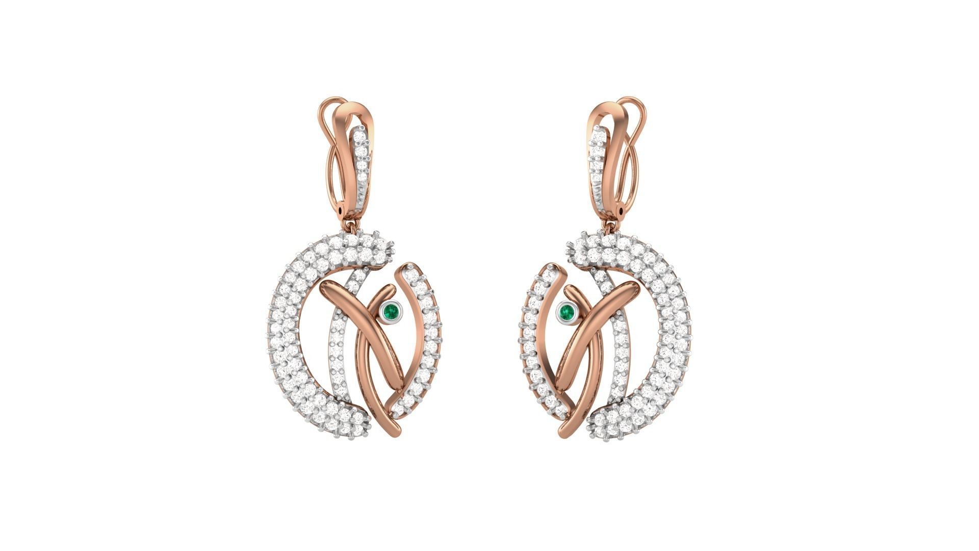 Classy Diamond Pendant Earrings Set renders 3dm stl obj 3mf  3D print model_1