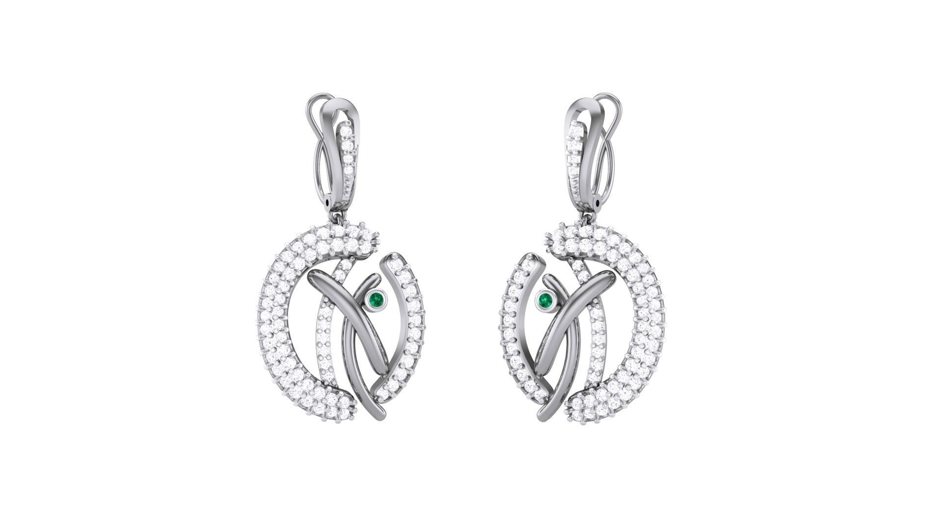 Classy Diamond Pendant Earrings Set renders 3dm stl obj 3mf  3D print model_11