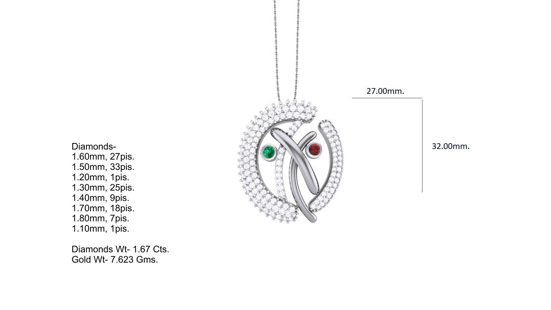 Classy Diamond Pendant Earrings Set renders 3dm stl obj 3mf  3D print model_3