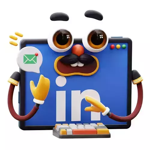 Linkedin Sticker Mascot 3D Icon Low-poly 3D model