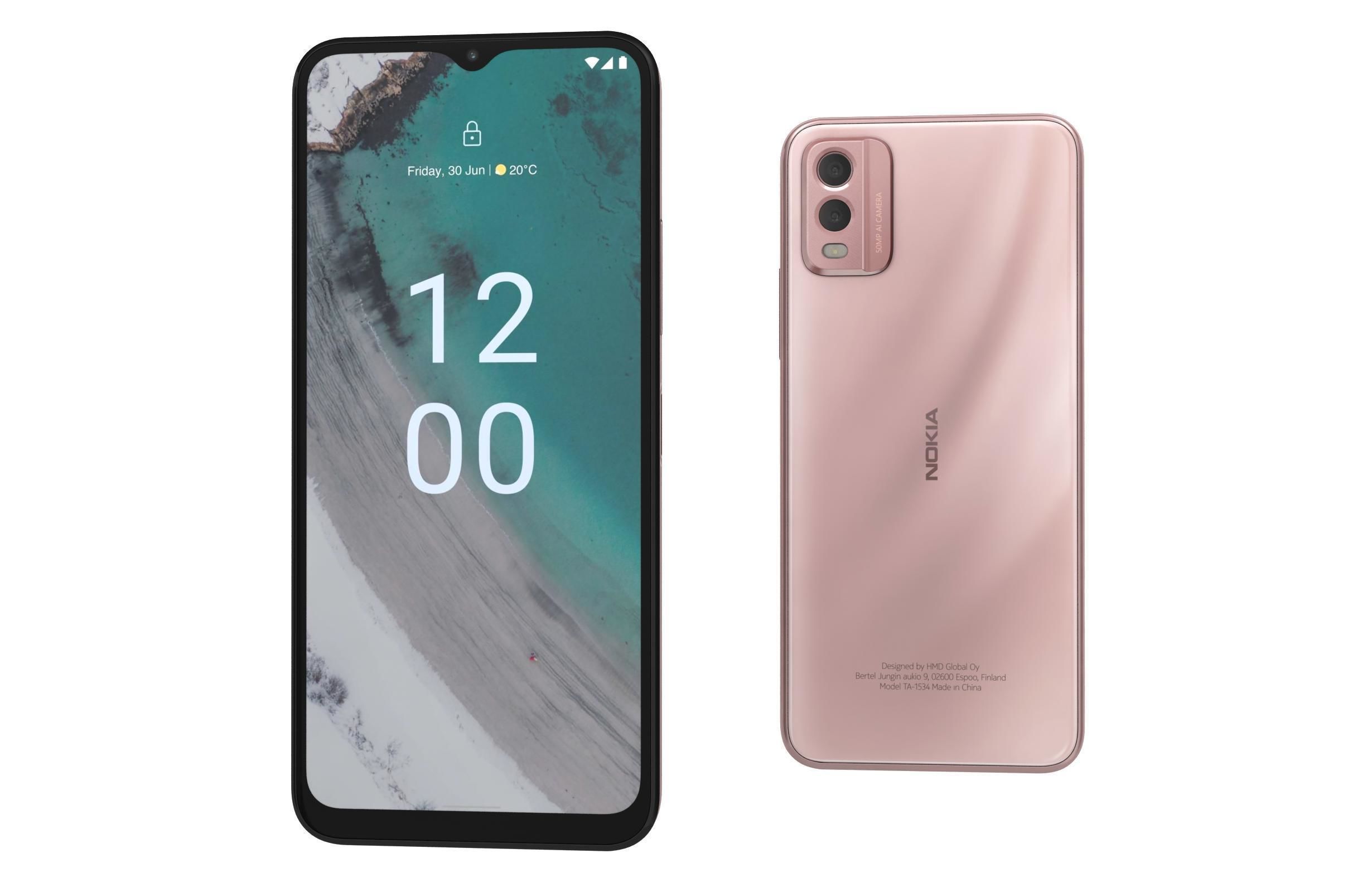 Nokia C32 Beach Pink Low-poly 3D model_6