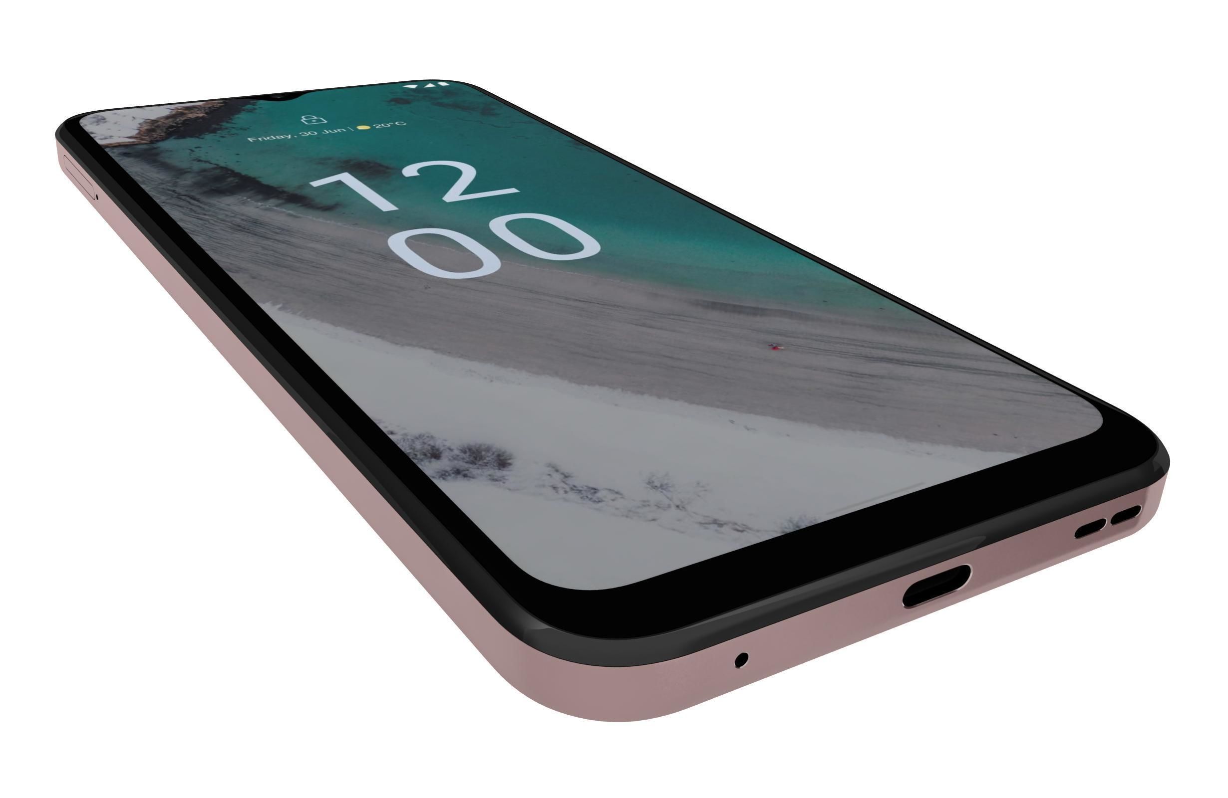 Nokia C32 Beach Pink Low-poly 3D model_12