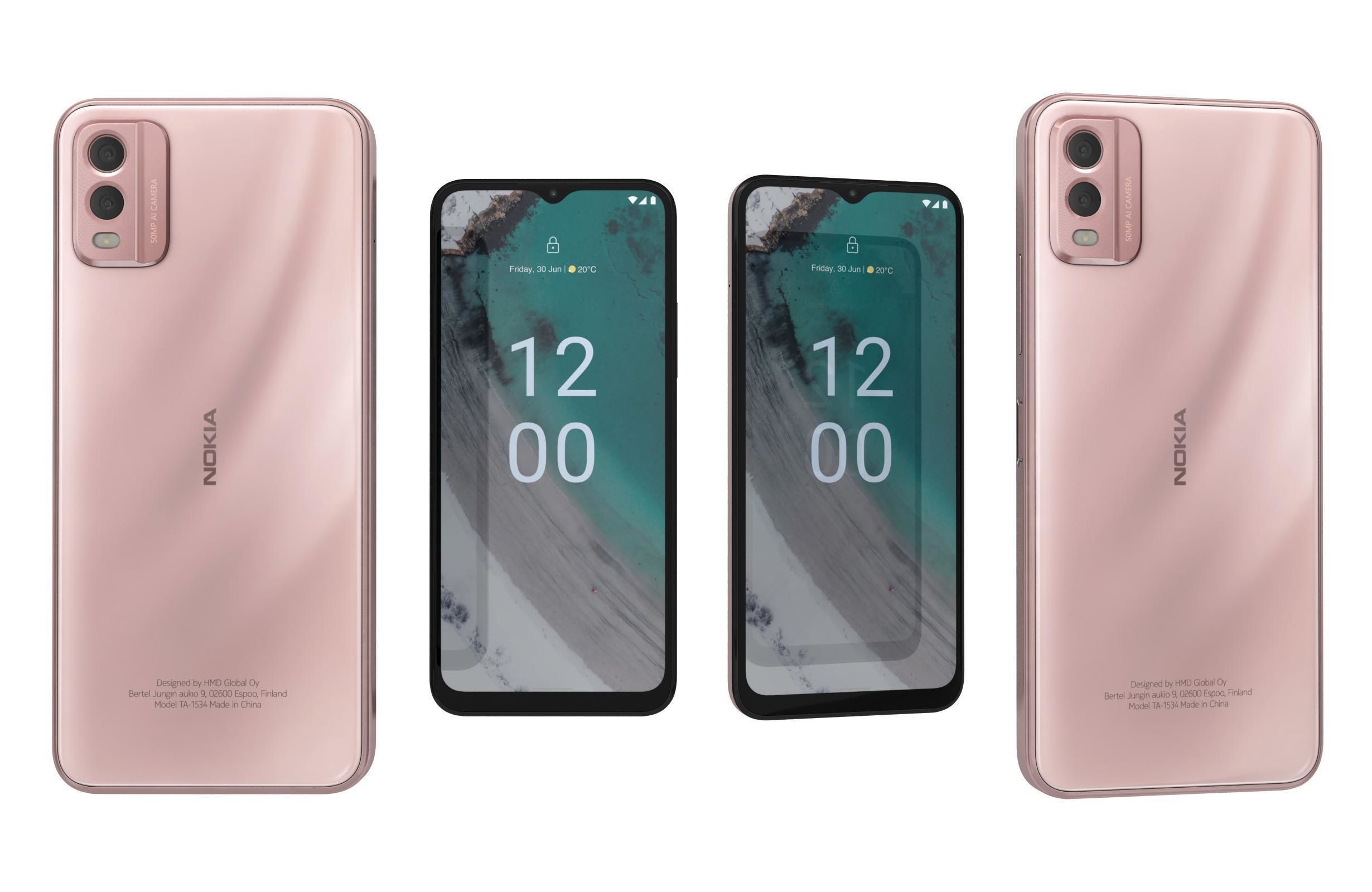 Nokia C32 Beach Pink Low-poly 3D model_3