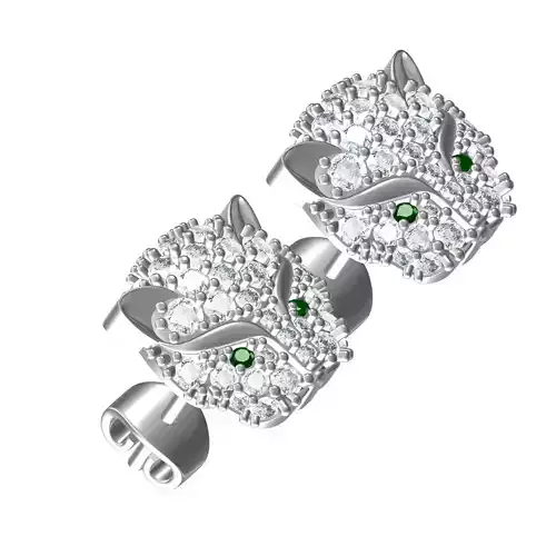 Cute Cat Face Diamond Stud Earring 3D print model
