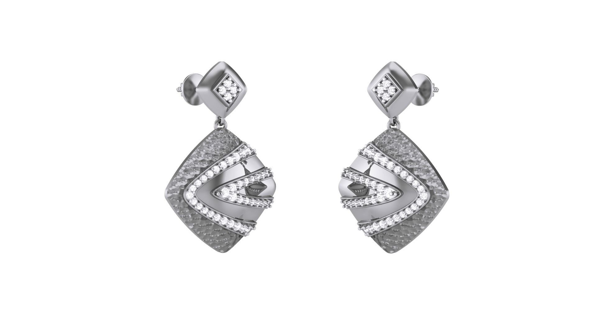 Classy Diamond Pendant Earrings Set renders 3dm stl obj 3mf  3D print model_11