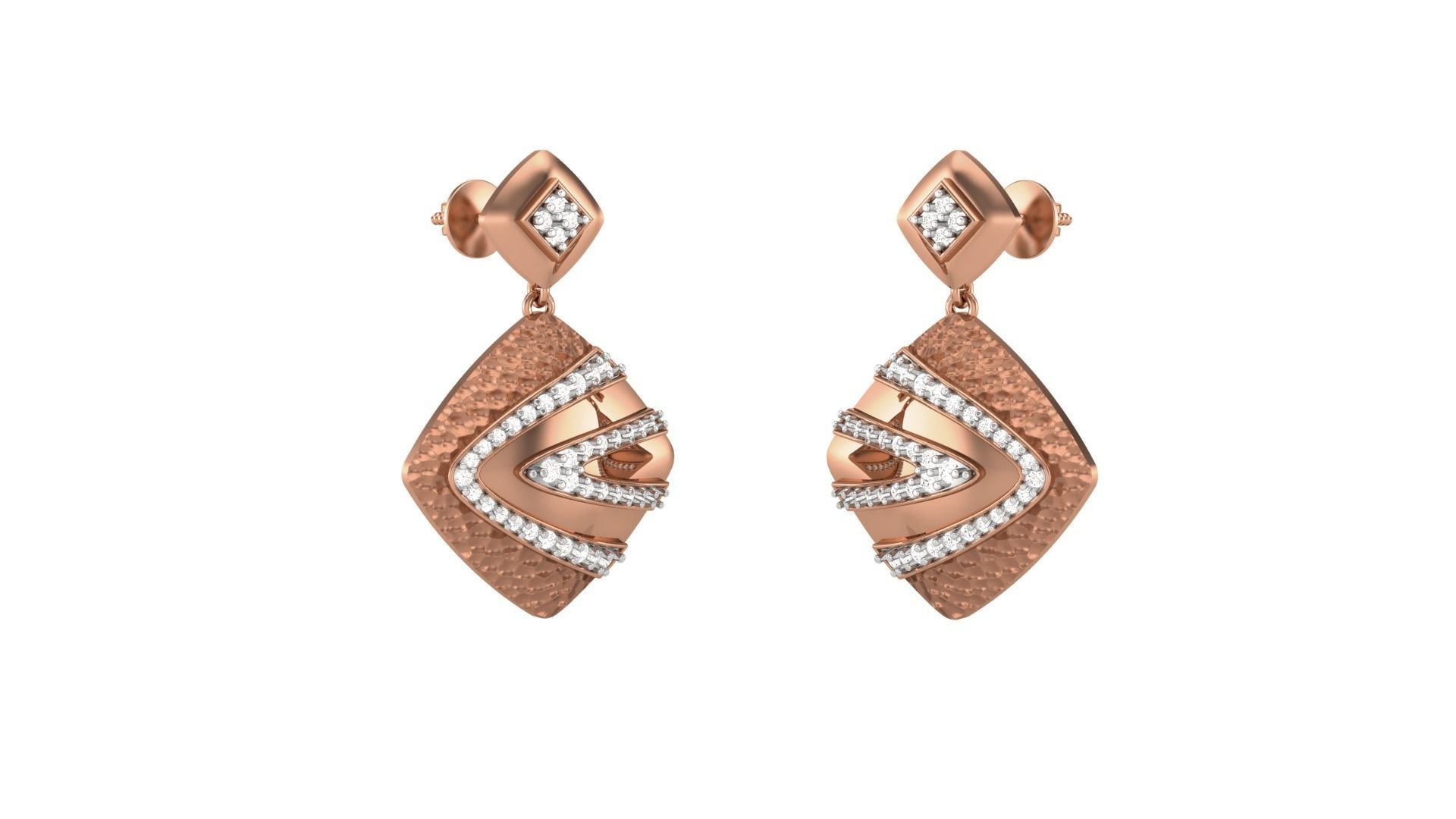 Classy Diamond Pendant Earrings Set renders 3dm stl obj 3mf  3D print model_1