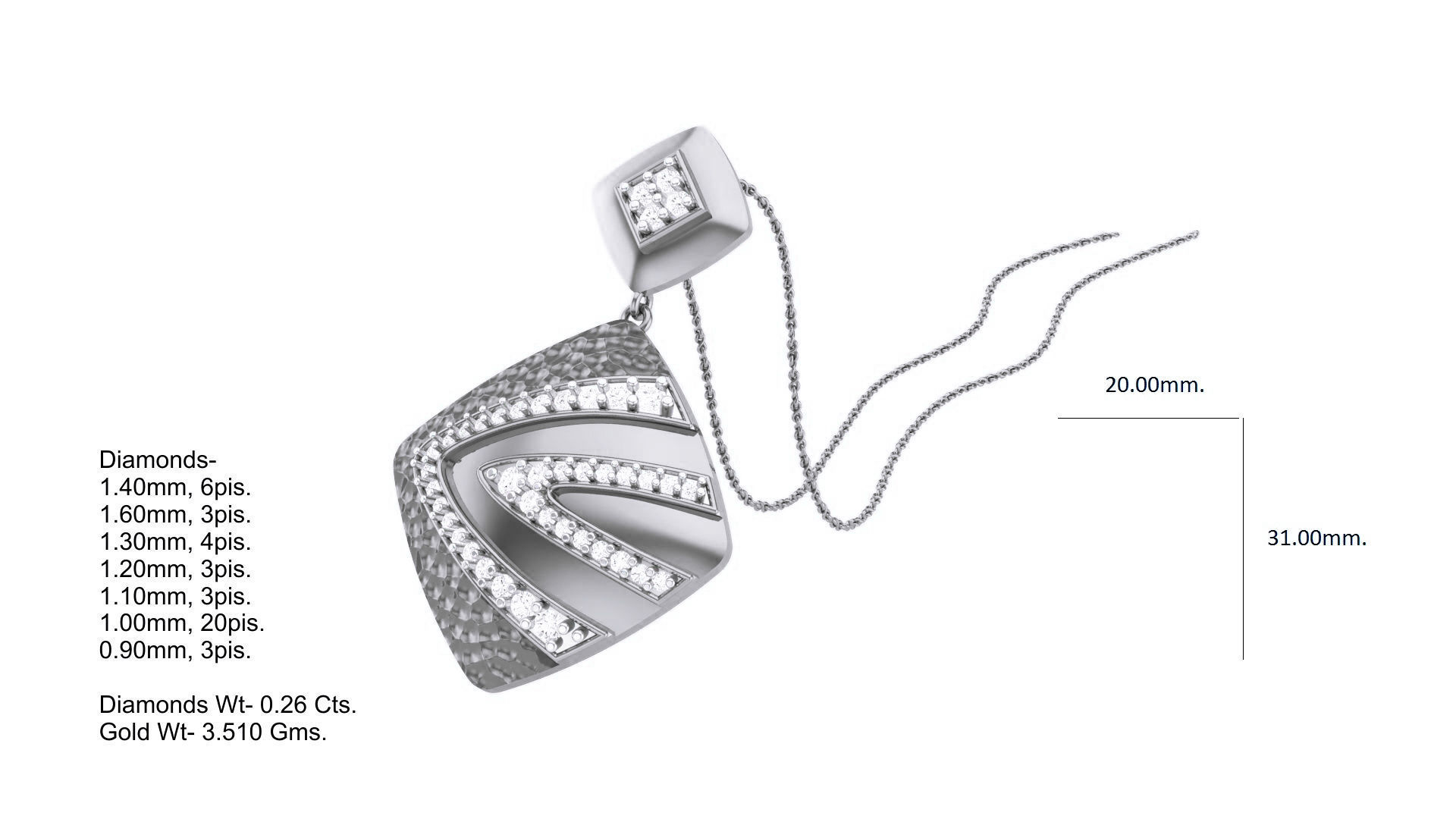 Classy Diamond Pendant Earrings Set renders 3dm stl obj 3mf  3D print model_3