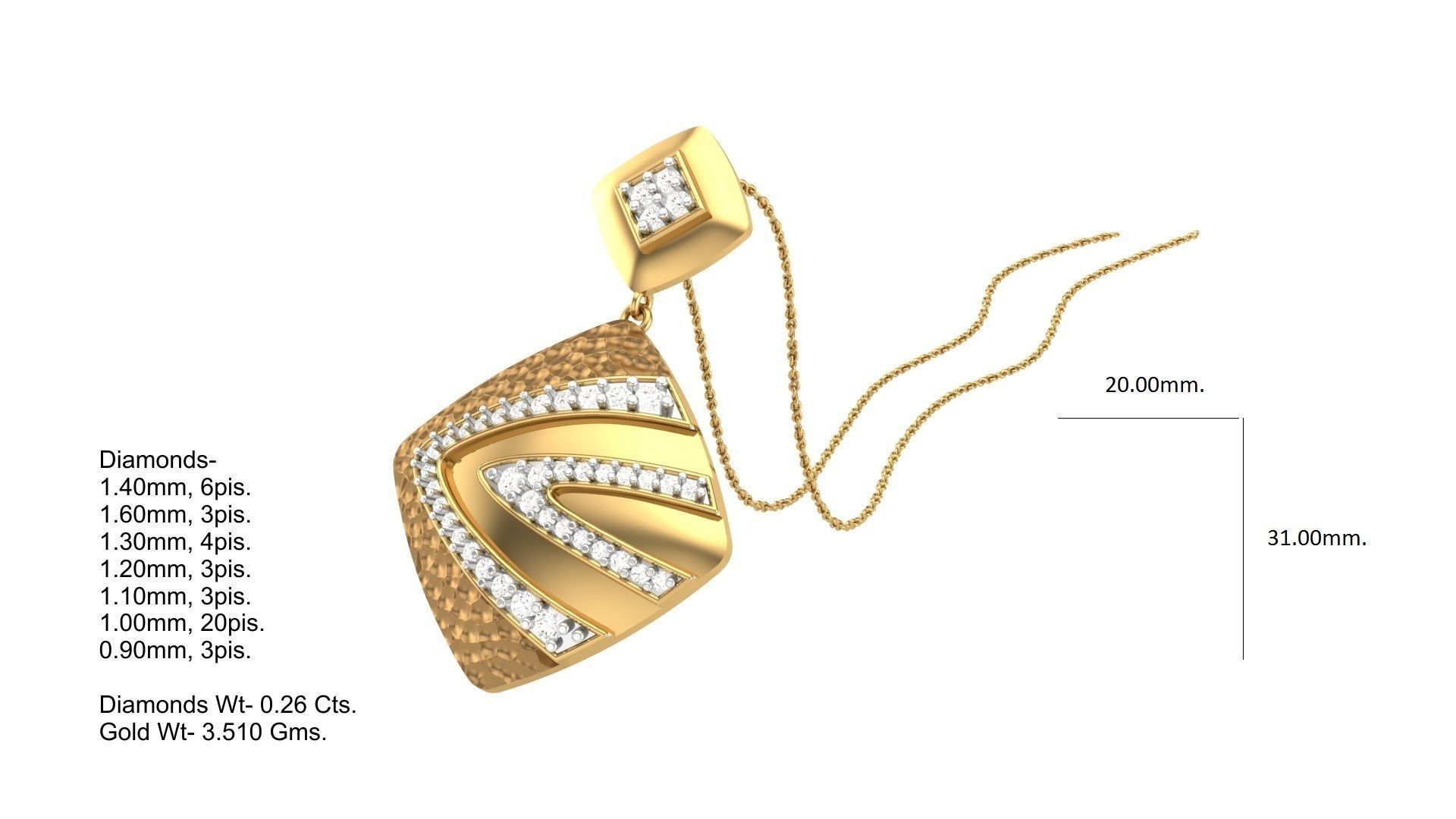 Classy Diamond Pendant Earrings Set renders 3dm stl obj 3mf  3D print model_2