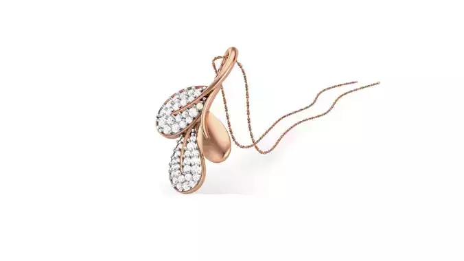 Leaf Classy Diamond Pendant Earrings Set renders 3dm stl obj