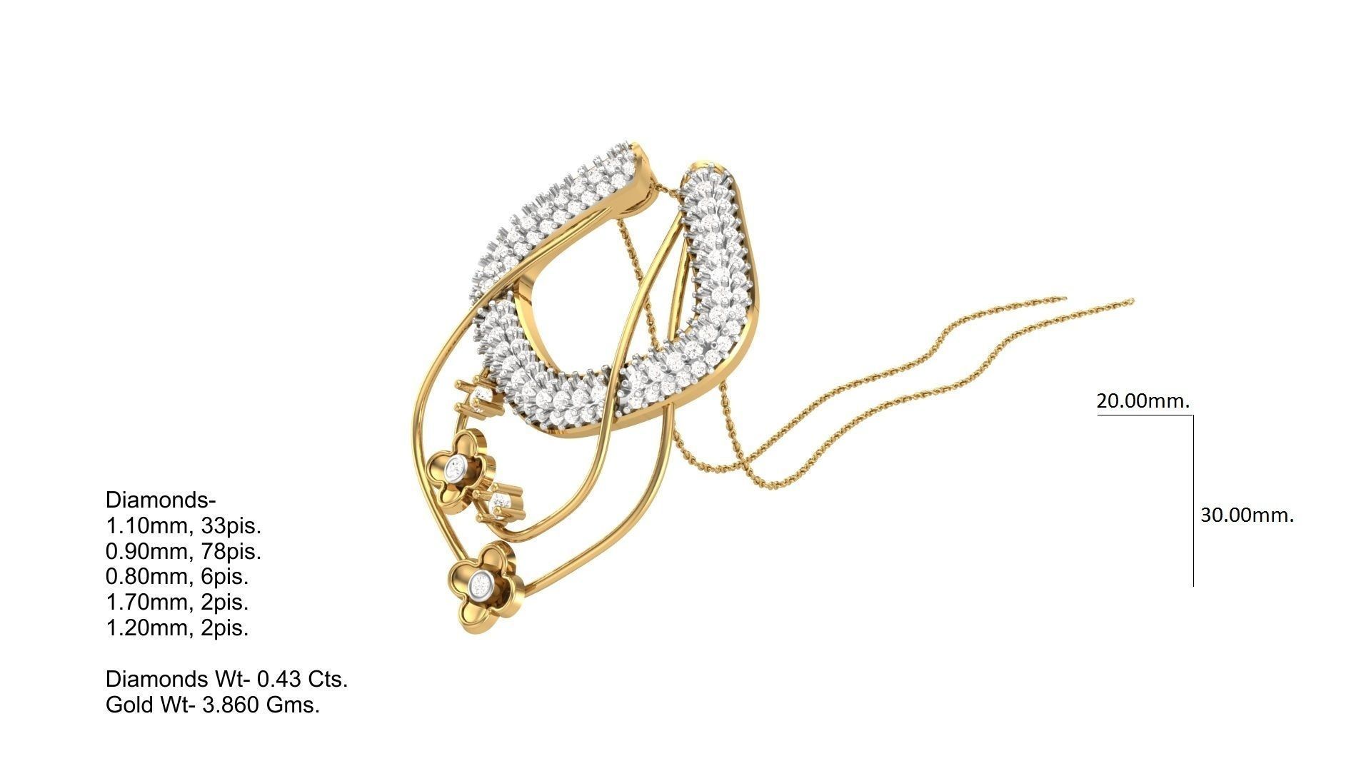 Classy Diamond Pendant Earrings Set renders 3dm stl obj 3mf  3D print model_3