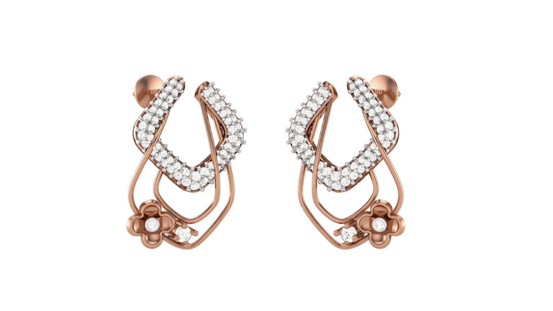 Classy Diamond Pendant Earrings Set renders 3dm stl obj 3mf  3D print model_1