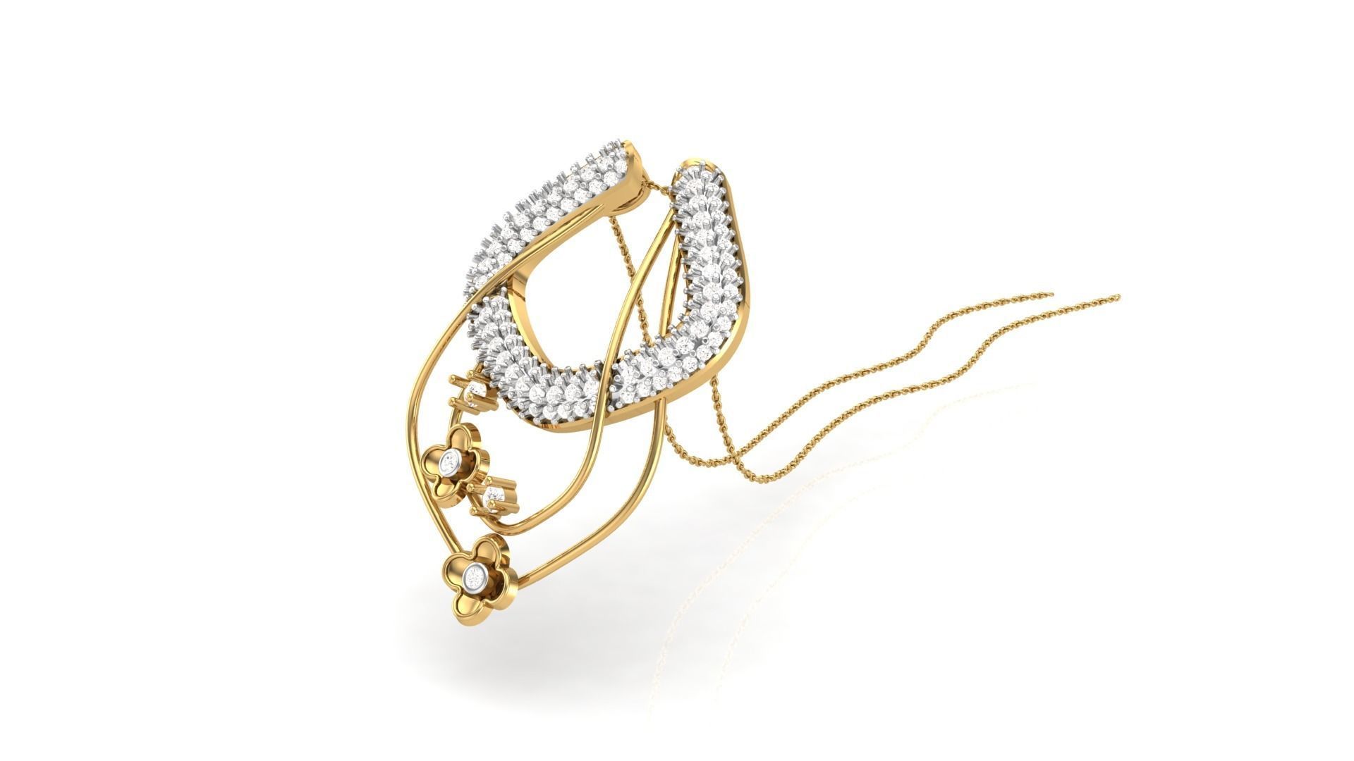 Classy Diamond Pendant Earrings Set renders 3dm stl obj 3mf  3D print model_6