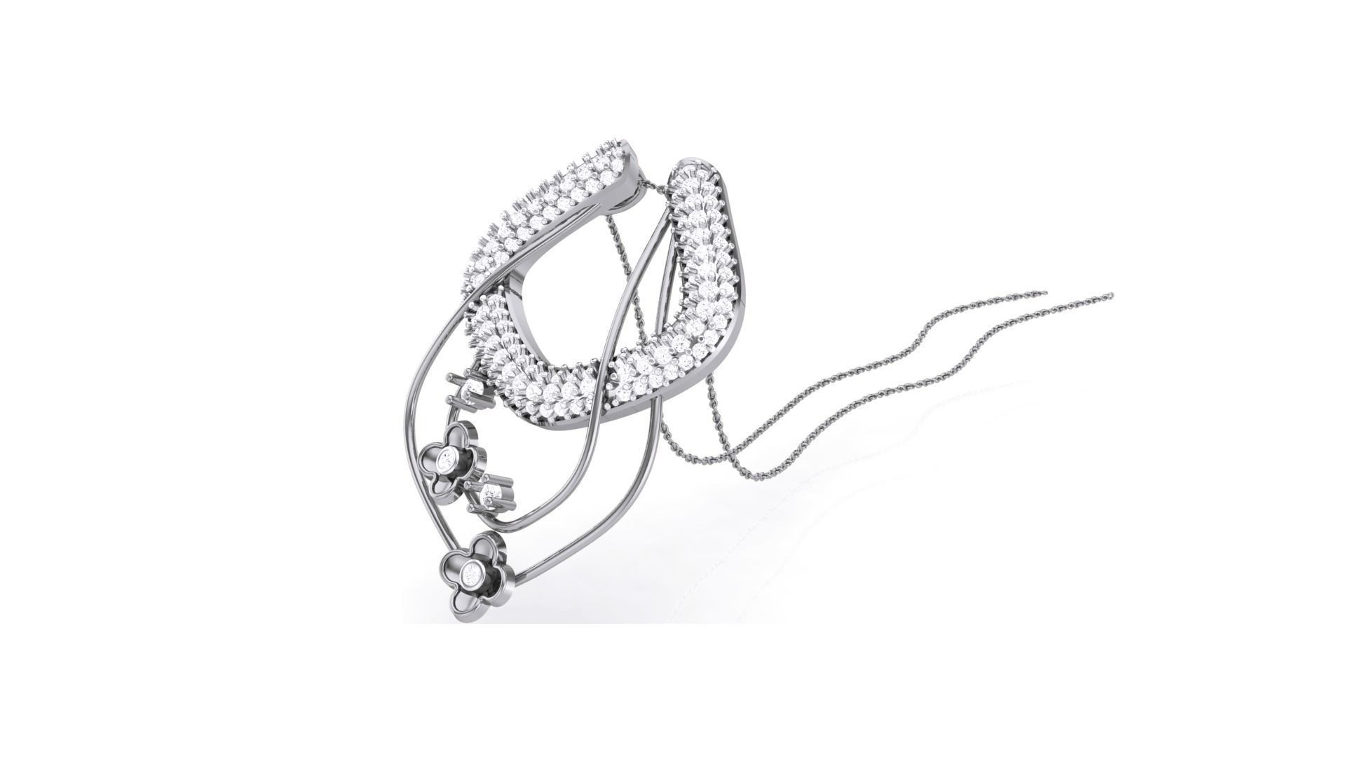 Classy Diamond Pendant Earrings Set renders 3dm stl obj 3mf  3D print model_7