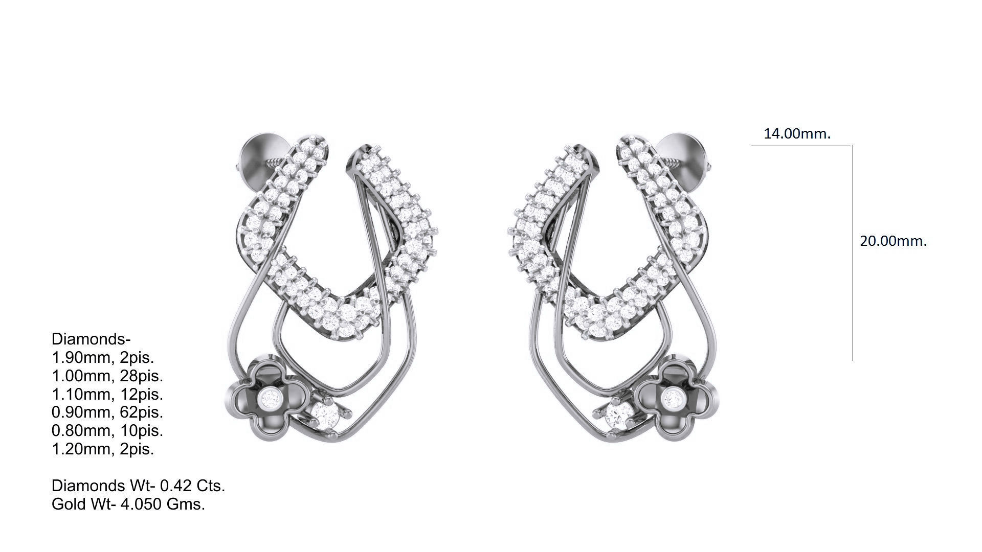 Classy Diamond Pendant Earrings Set renders 3dm stl obj 3mf  3D print model_9