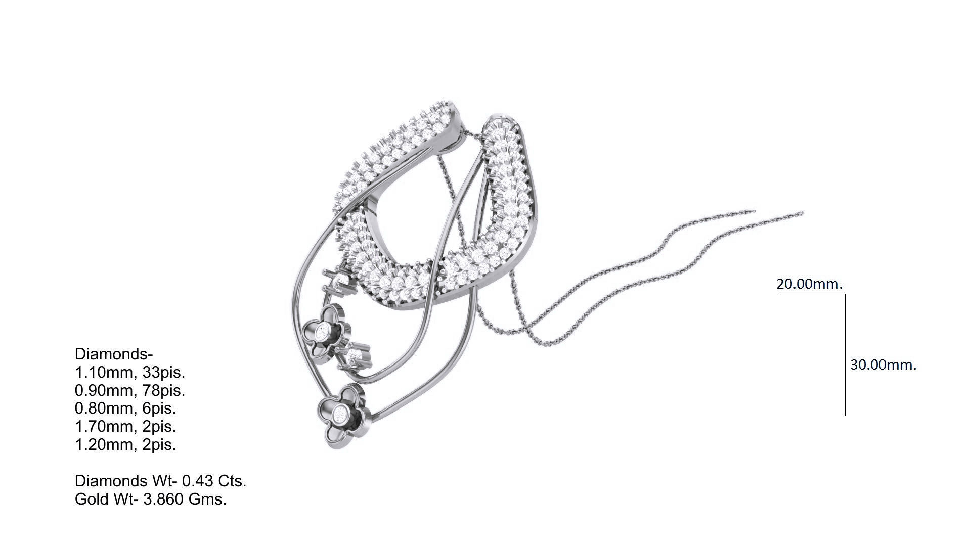 Classy Diamond Pendant Earrings Set renders 3dm stl obj 3mf  3D print model_4