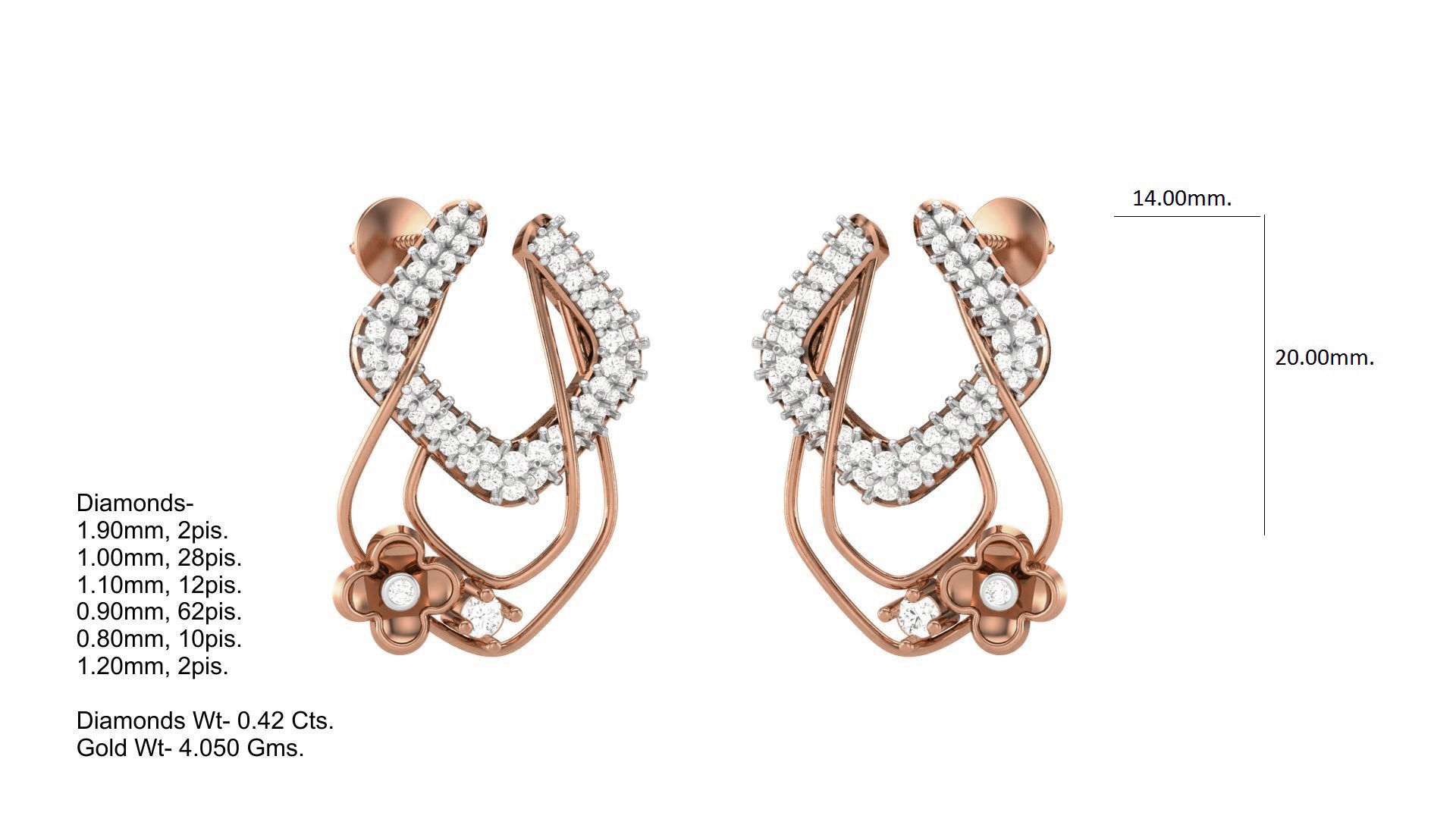 Classy Diamond Pendant Earrings Set renders 3dm stl obj 3mf  3D print model_2