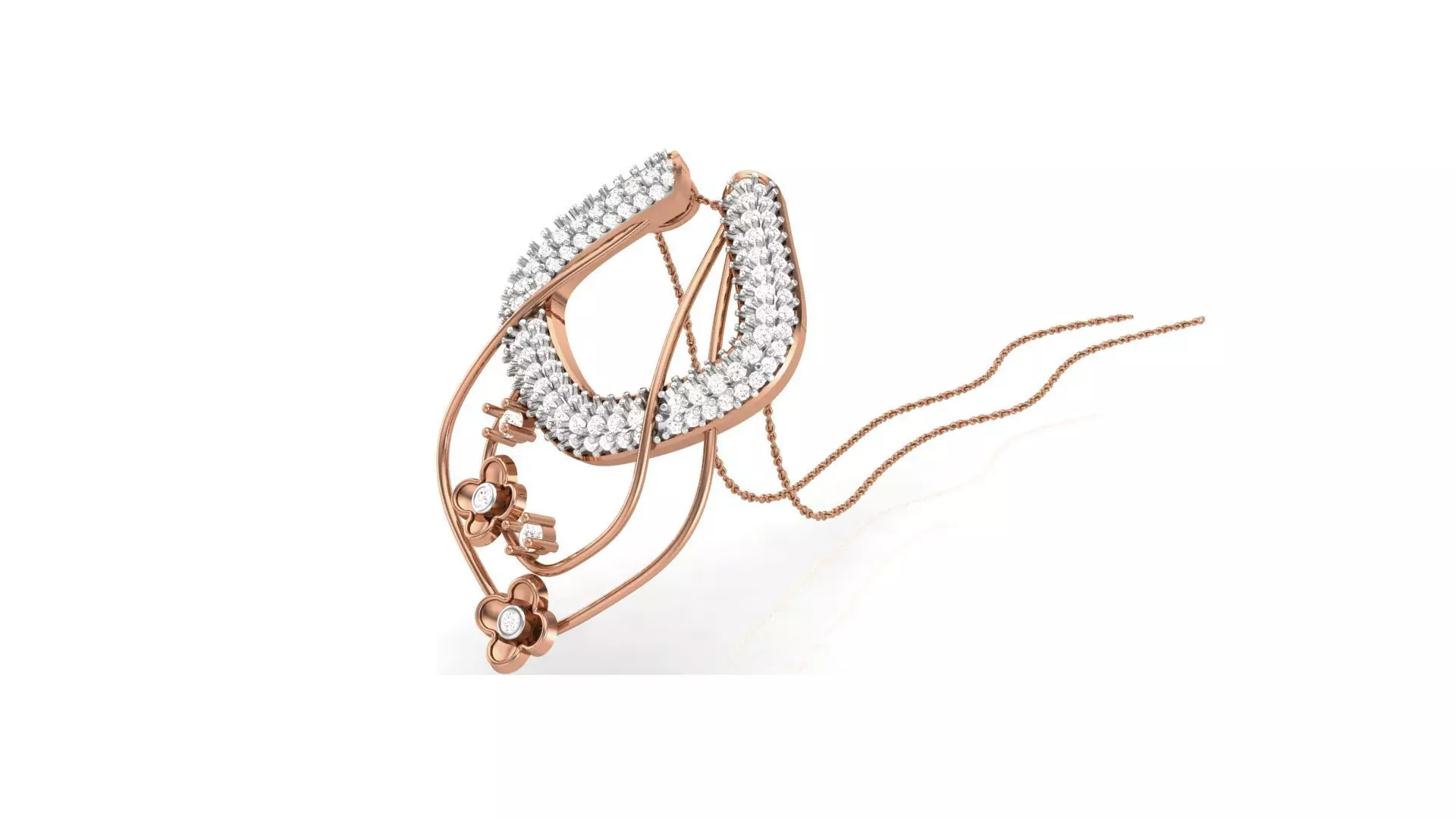 Classy Diamond Pendant Earrings Set renders 3dm stl obj 3mf  3D print model_0