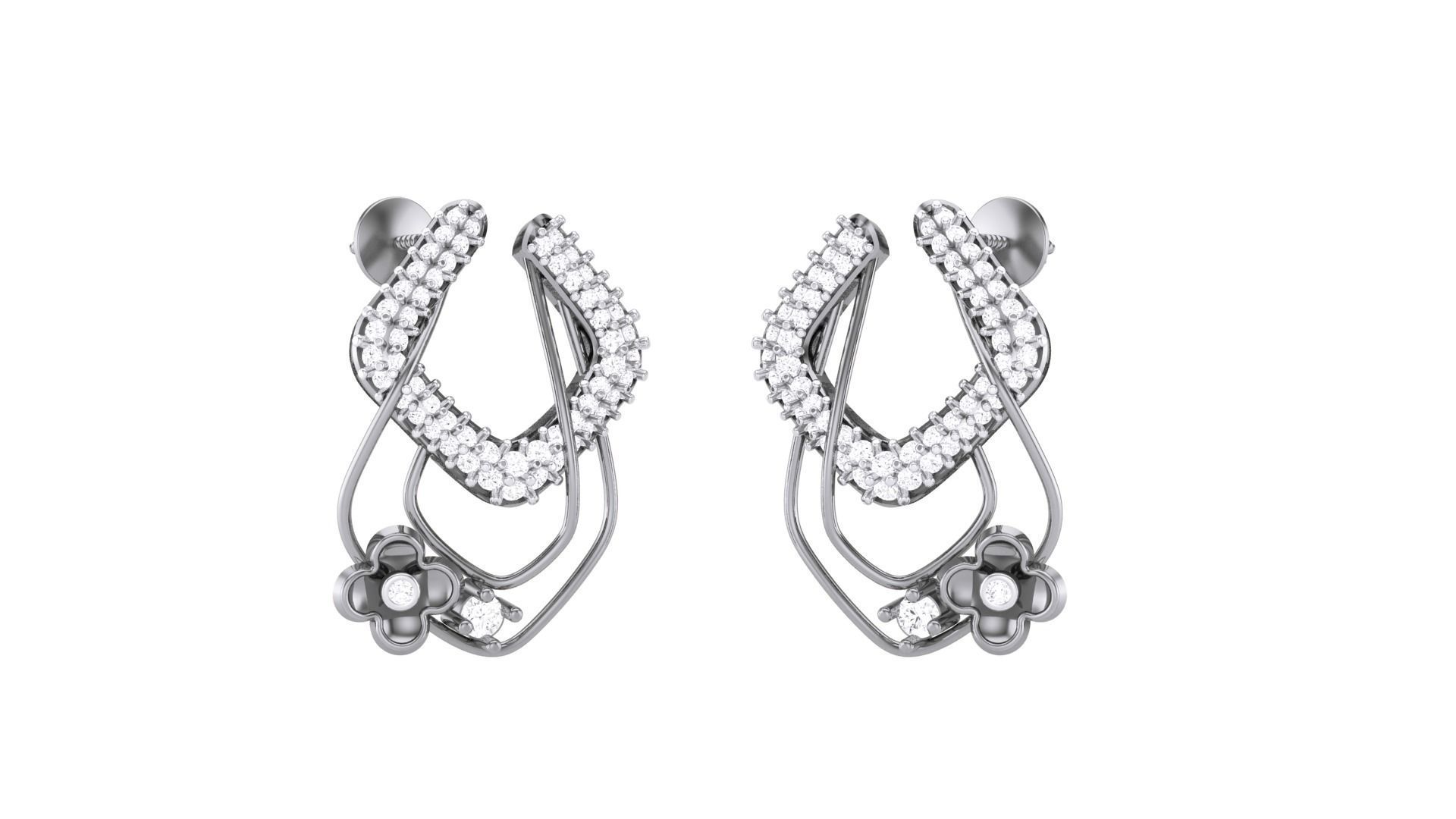 Classy Diamond Pendant Earrings Set renders 3dm stl obj 3mf  3D print model_11