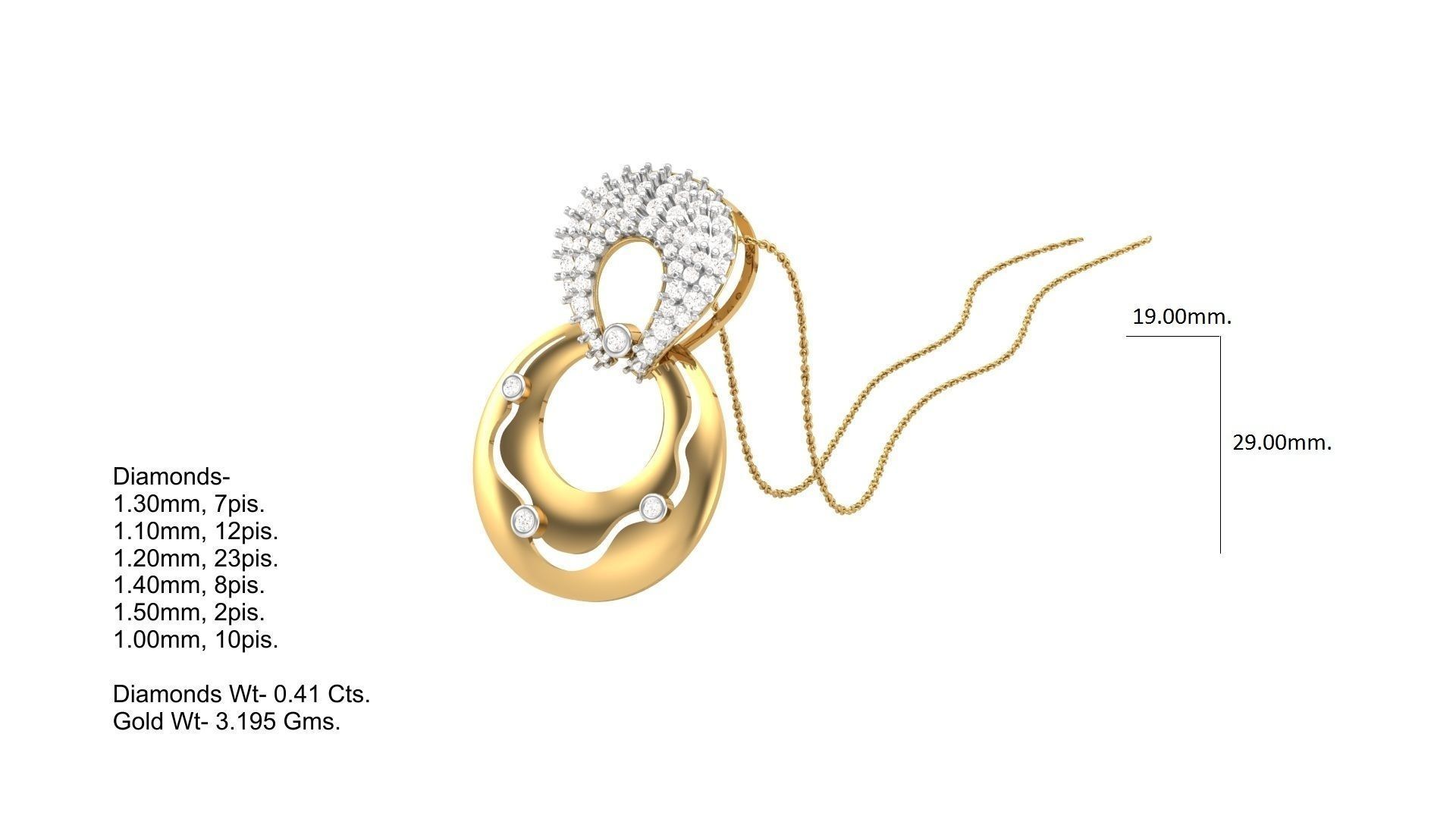 Classy Diamond Pendant Earrings Set renders 3dm stl obj 3mf  3D print model_2