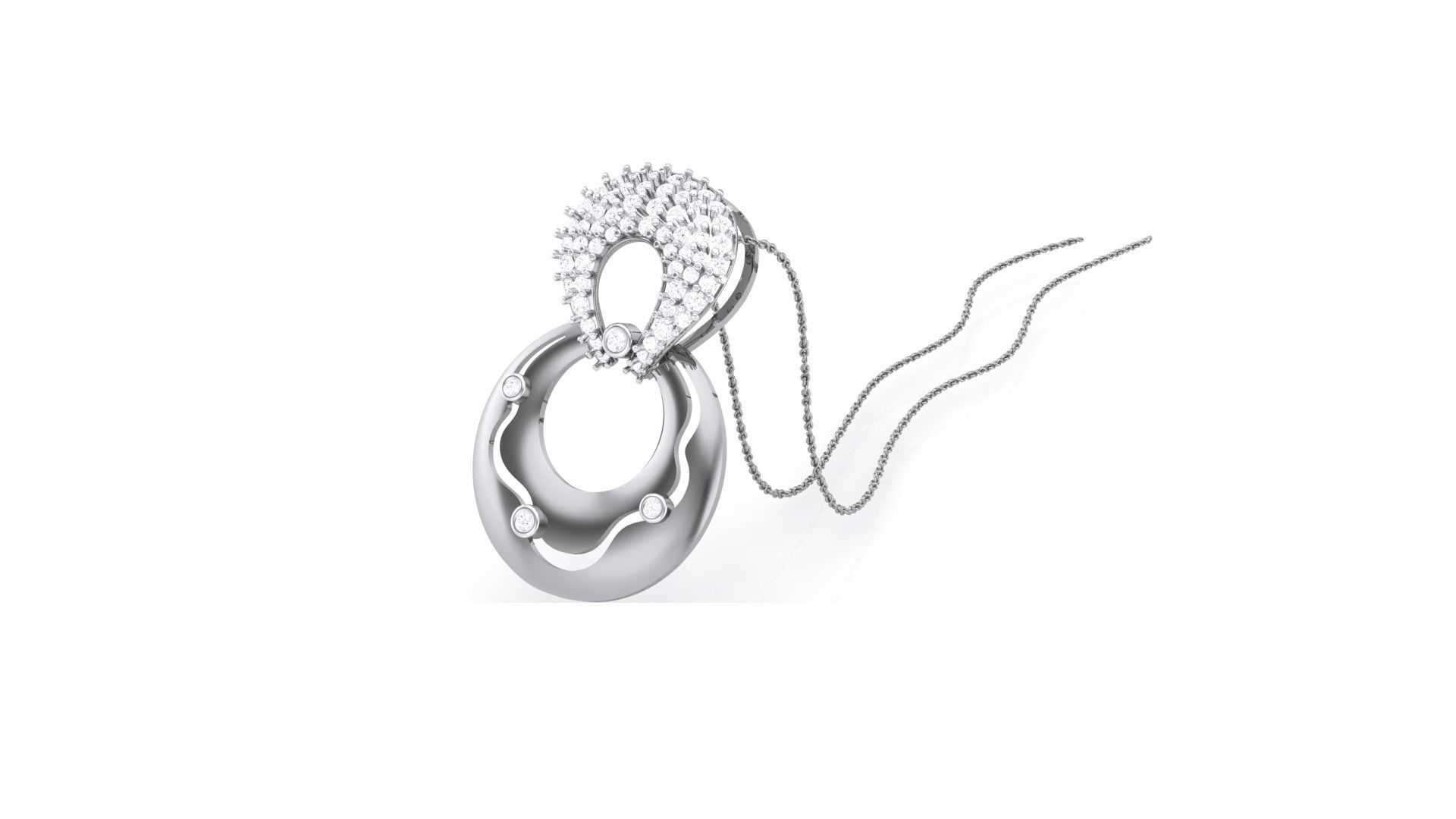 Classy Diamond Pendant Earrings Set renders 3dm stl obj 3mf  3D print model_6