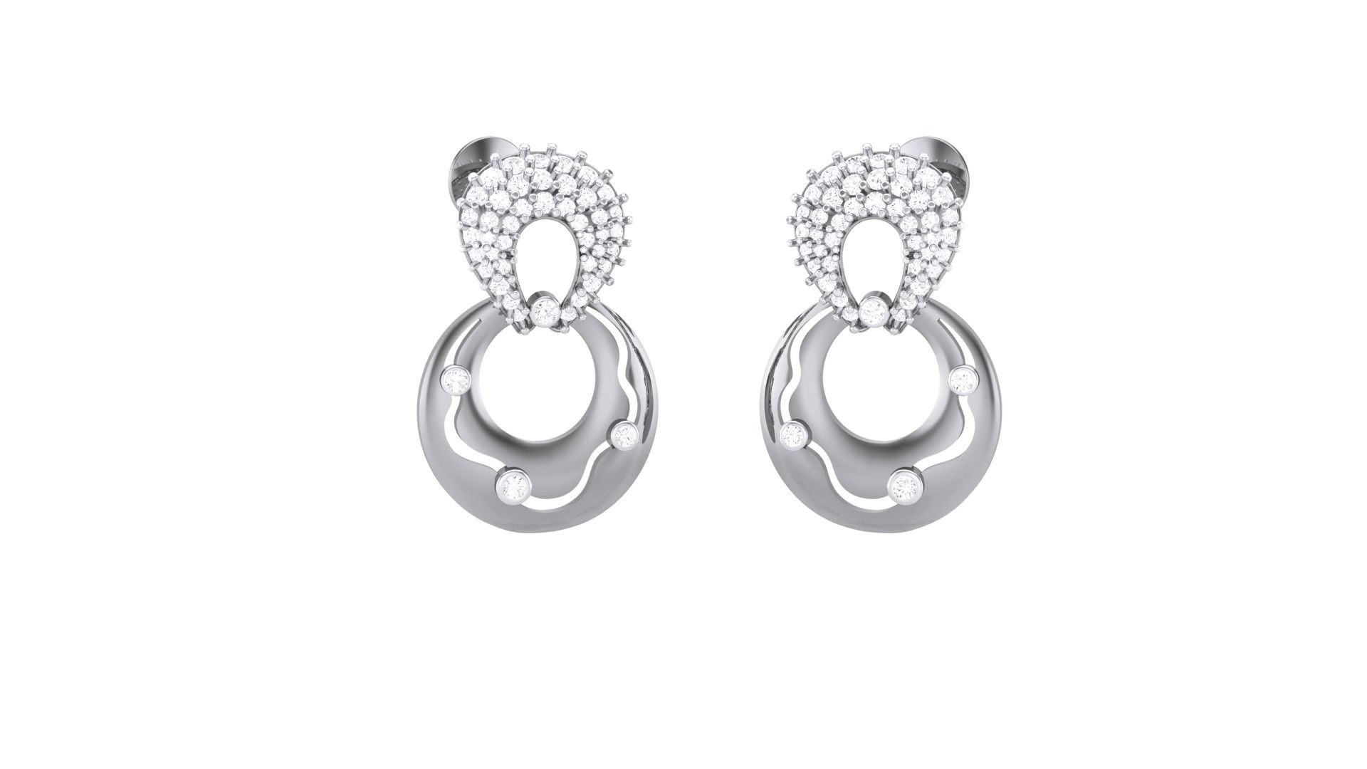 Classy Diamond Pendant Earrings Set renders 3dm stl obj 3mf  3D print model_10