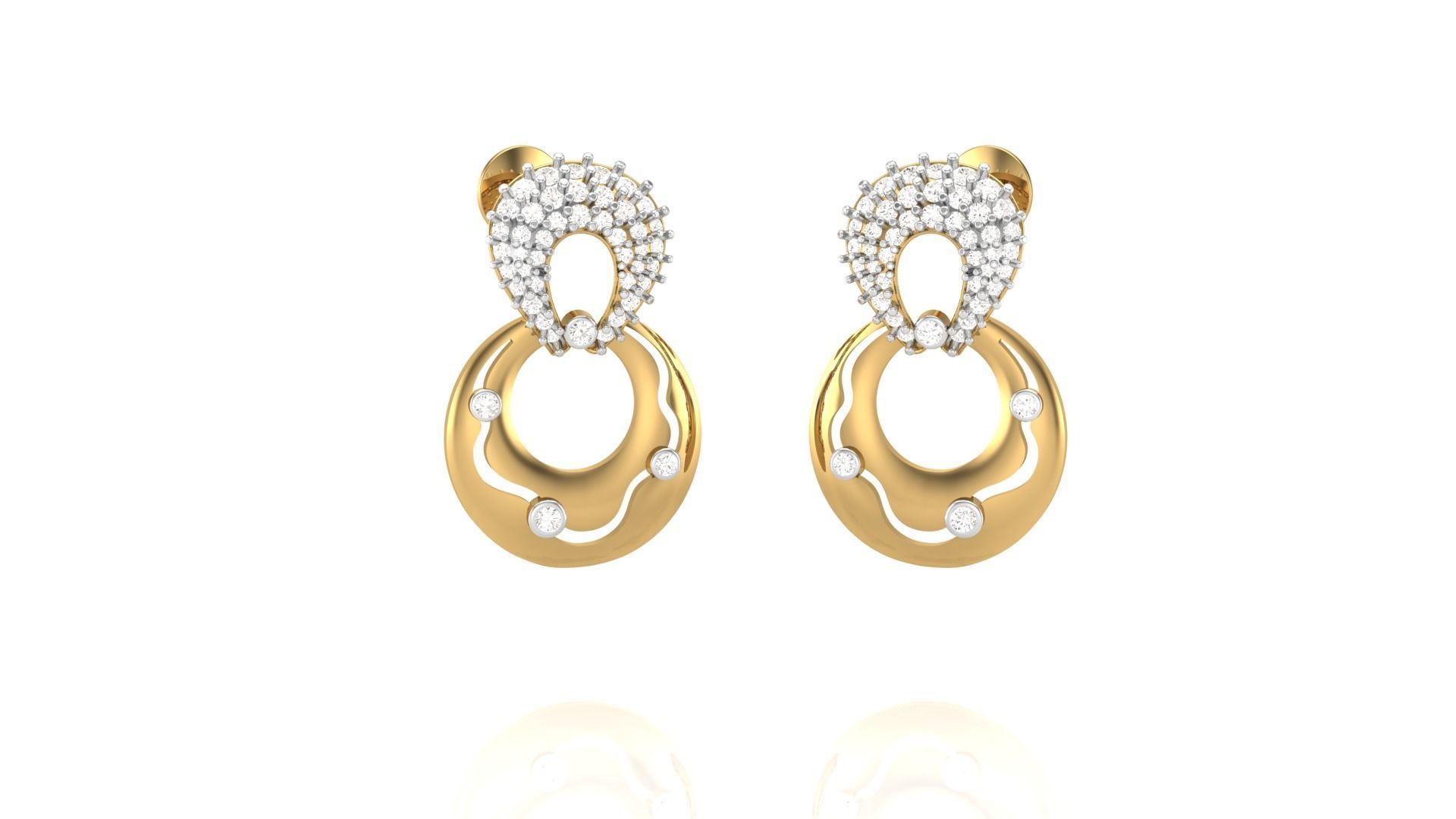 Classy Diamond Pendant Earrings Set renders 3dm stl obj 3mf  3D print model_11