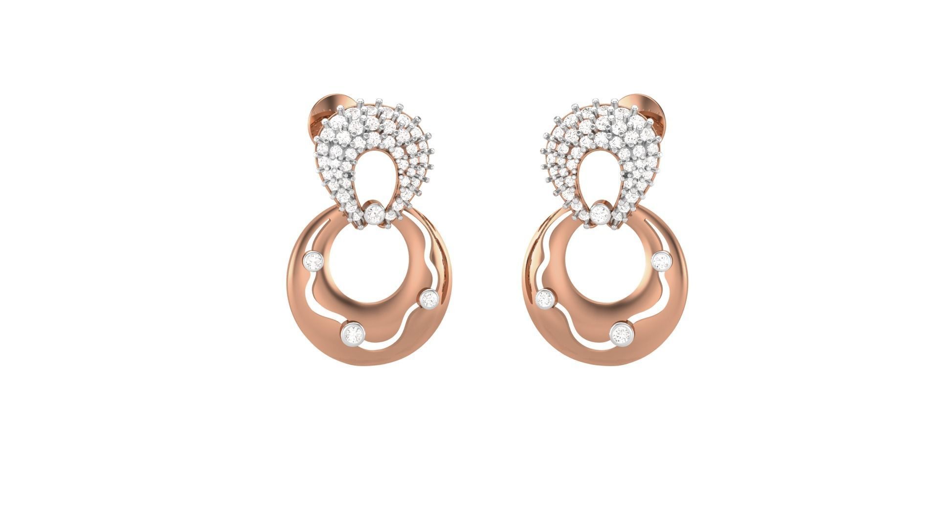 Classy Diamond Pendant Earrings Set renders 3dm stl obj 3mf  3D print model_1