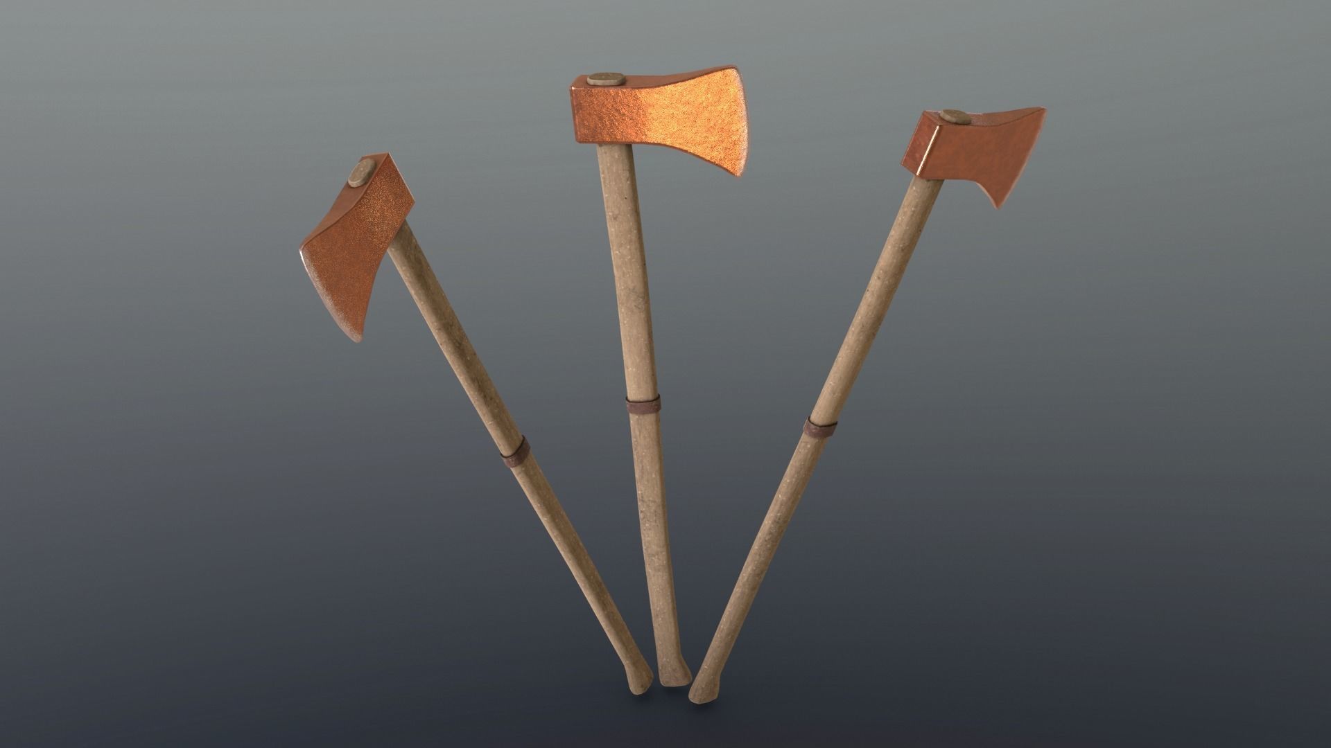 Axe - Copper Low-poly 3D model_5
