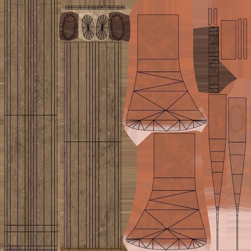 Axe - Copper Low-poly 3D model_6