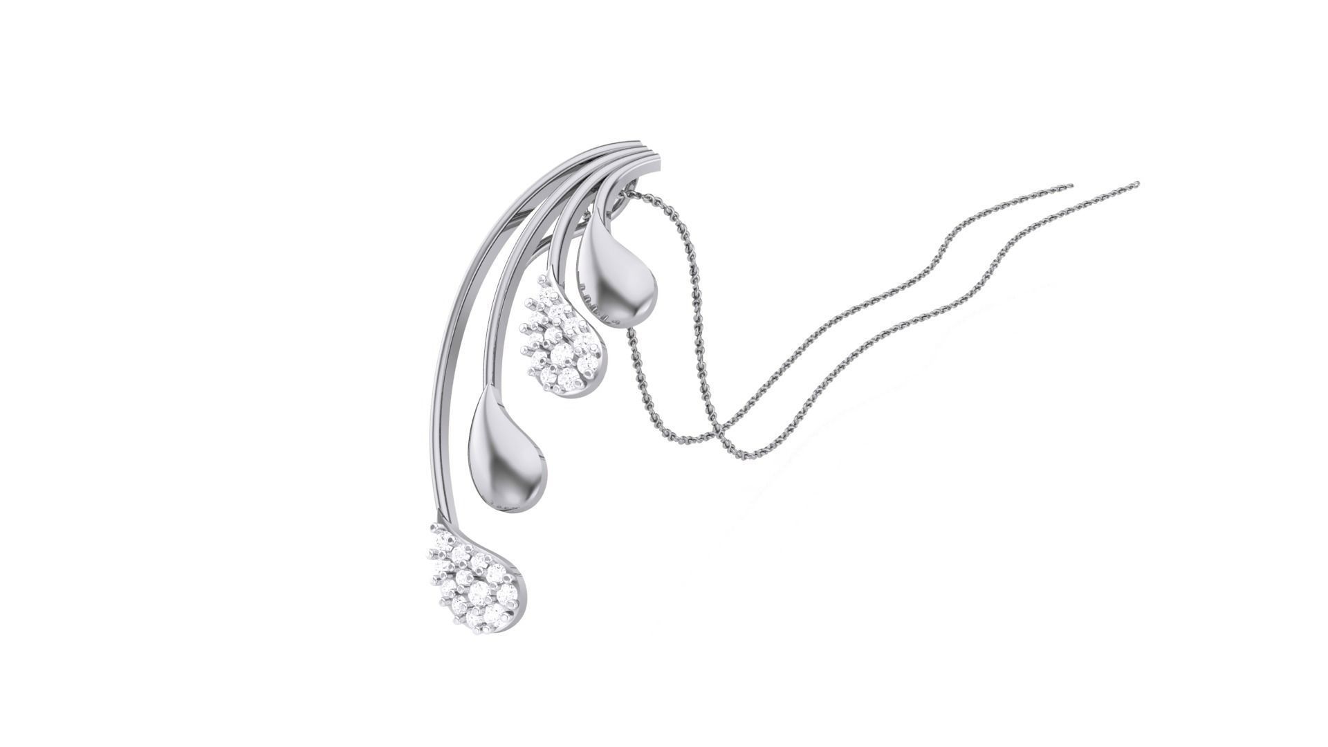 Classy Diamond Pendant Earrings Set renders 3dm stl obj 3mf  3D print model_6