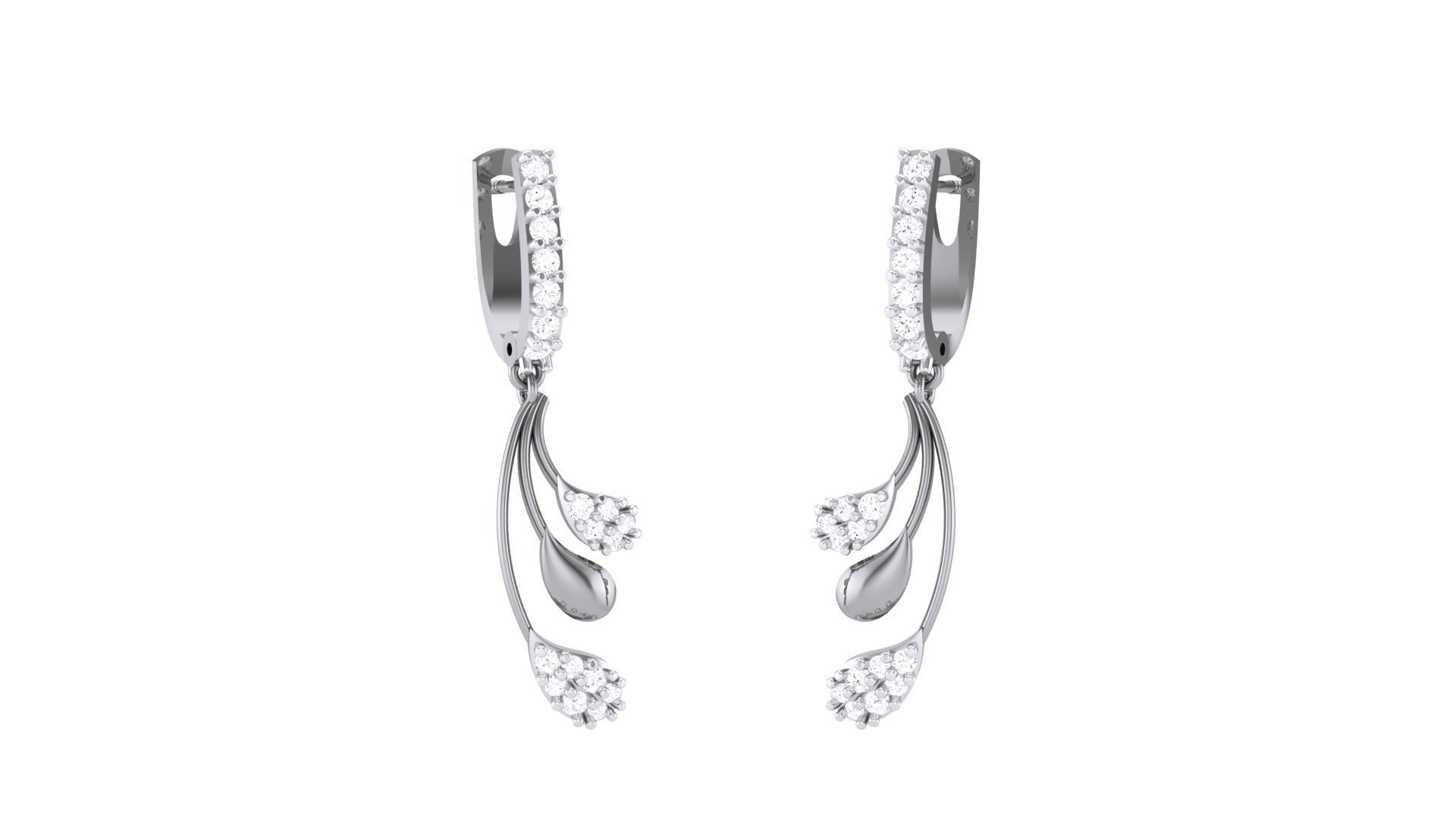 Classy Diamond Pendant Earrings Set renders 3dm stl obj 3mf  3D print model_10