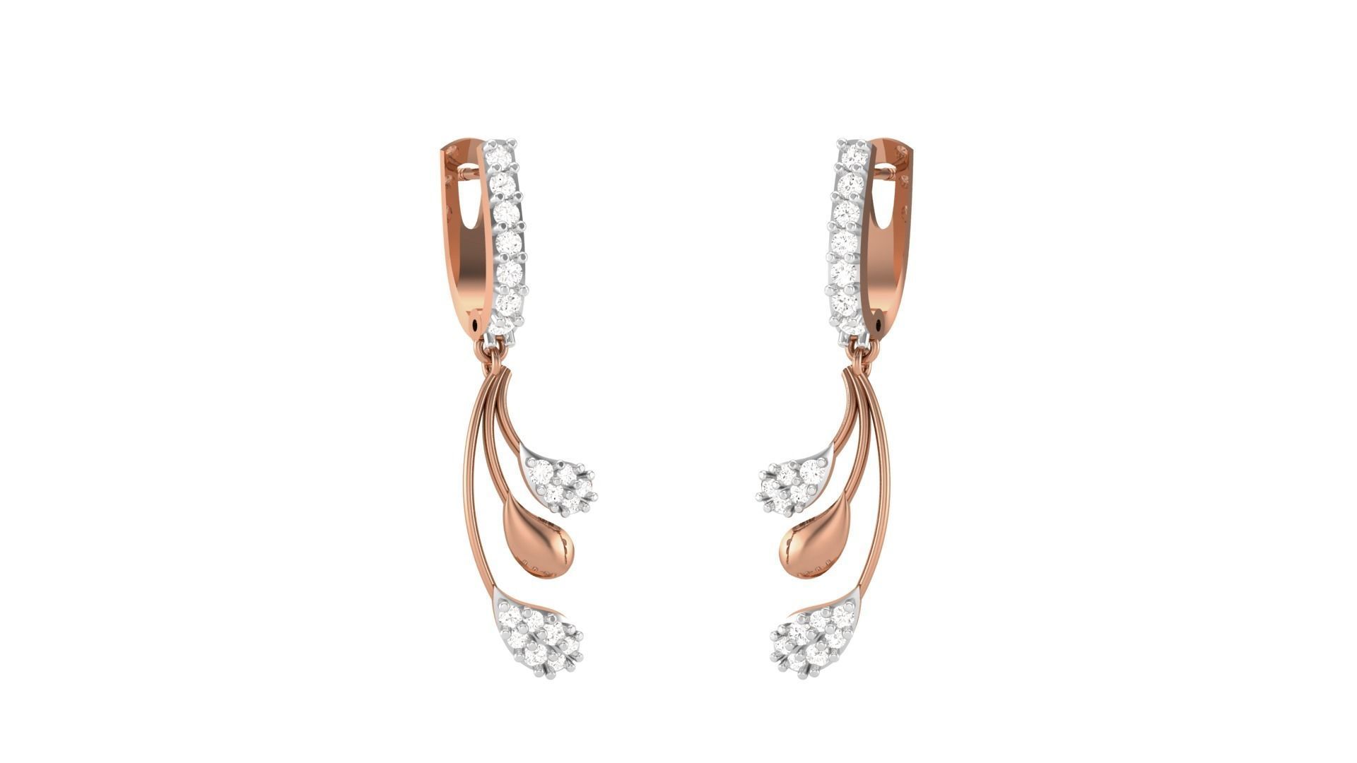 Classy Diamond Pendant Earrings Set renders 3dm stl obj 3mf  3D print model_1