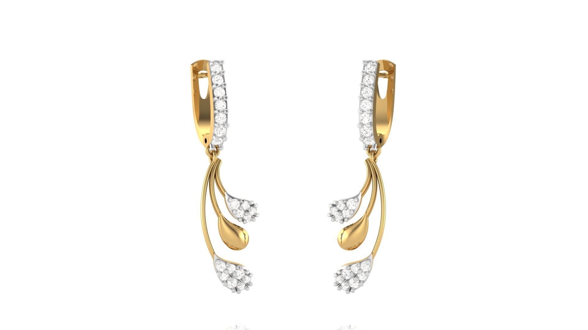 Classy Diamond Pendant Earrings Set renders 3dm stl obj 3mf  3D print model_11