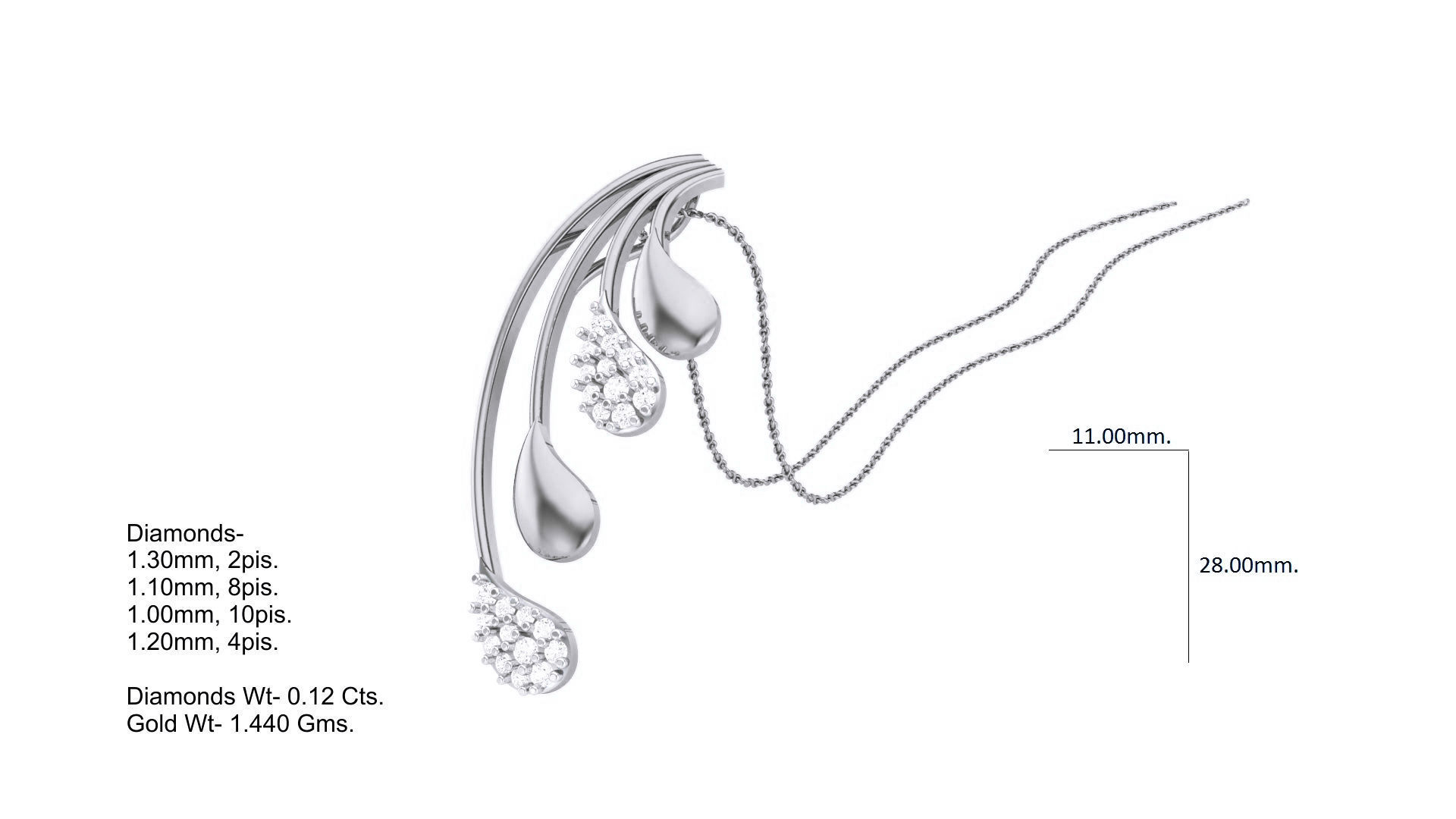 Classy Diamond Pendant Earrings Set renders 3dm stl obj 3mf  3D print model_3